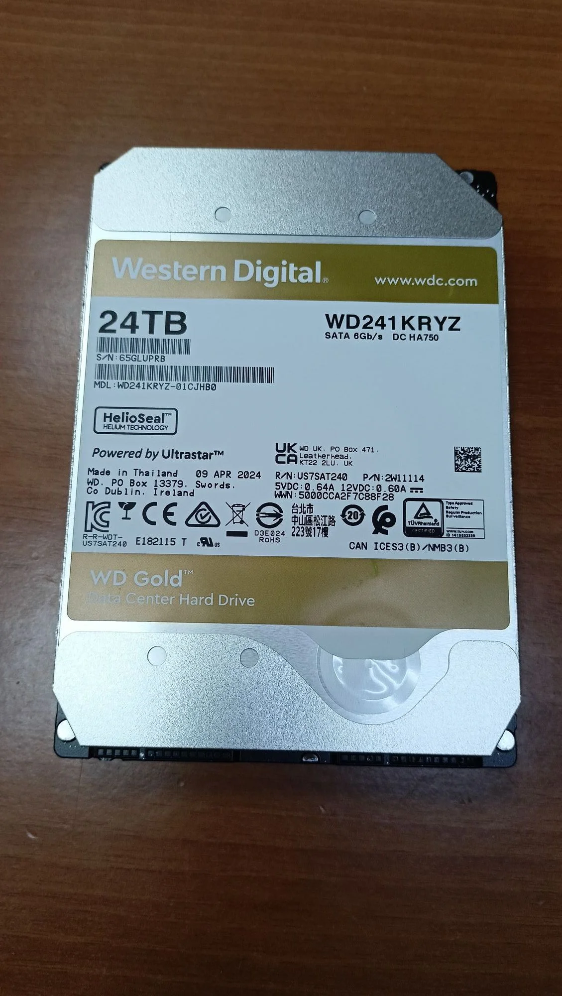Жесткий диск WD SATA-III 24TB WD241KRYZ Server Gold 512E (7200rpm) 512Mb 3.5"