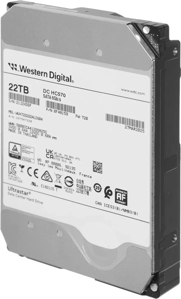 Жесткий диск WD SATA-III 26TB 0F65672 WUH722626ALE6L4 Server Ultrastar DC HC590 4KN (7200rpm) 512Mb 3.5"