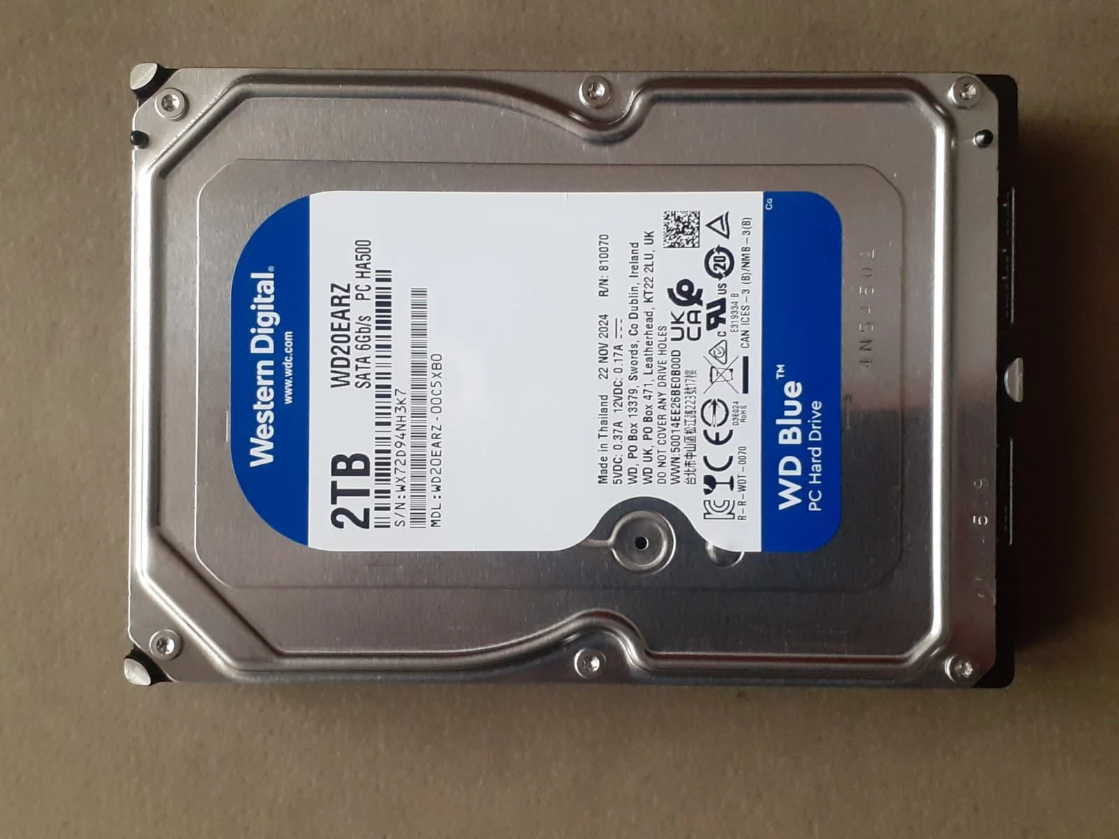 Жесткий диск WD SATA-III 2TB WD20EARZ Desktop Blue (5400rpm) 64Mb 3.5"
