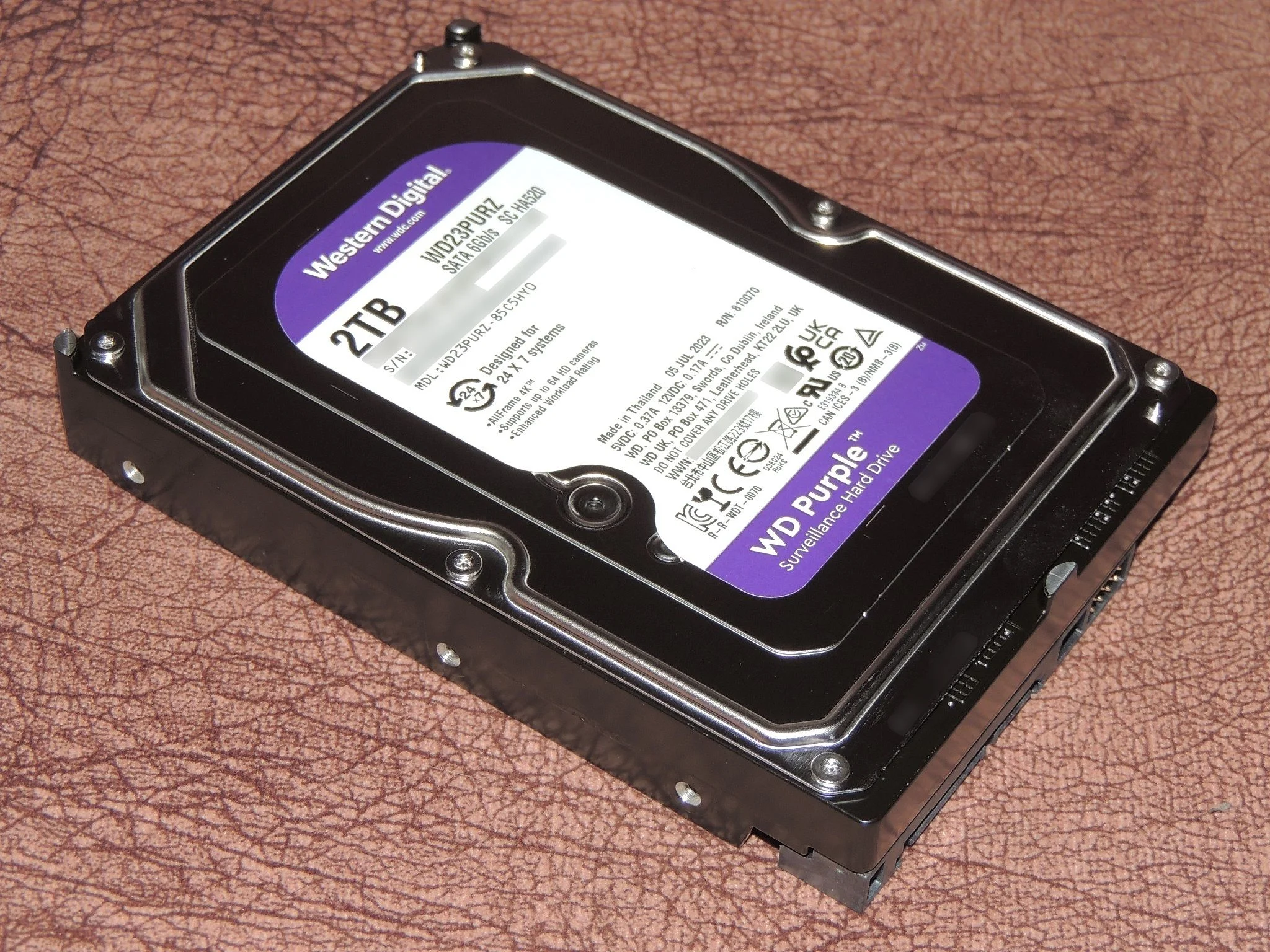 Жесткий диск WD SATA-III 2TB WD23PURZ Surveillance Purple (5400rpm) 64Mb 3.5"