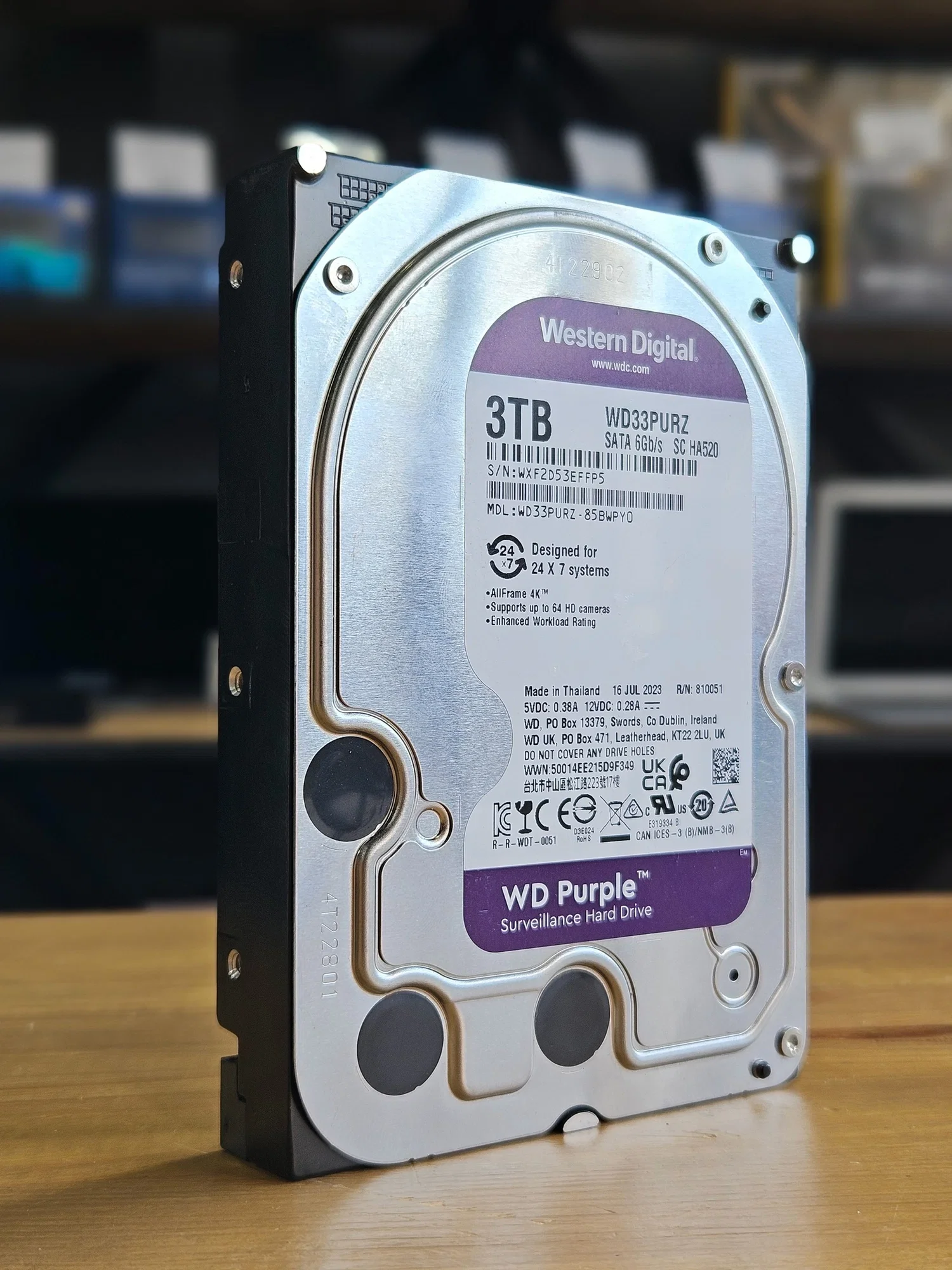 Жесткий диск WD SATA-III 3TB WD33PURZ Surveillance Purple (5400rpm) 256Mb 3.5"