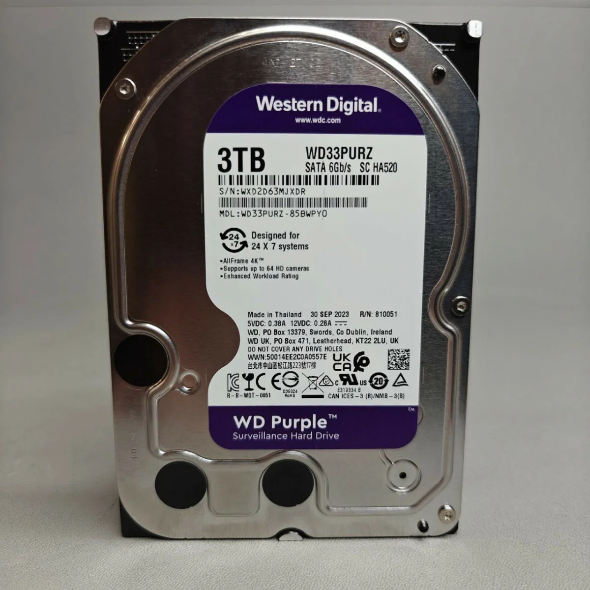 Жесткий диск WD SATA-III 3TB WD33PURZ Surveillance Purple (5400rpm) 256Mb 3.5"