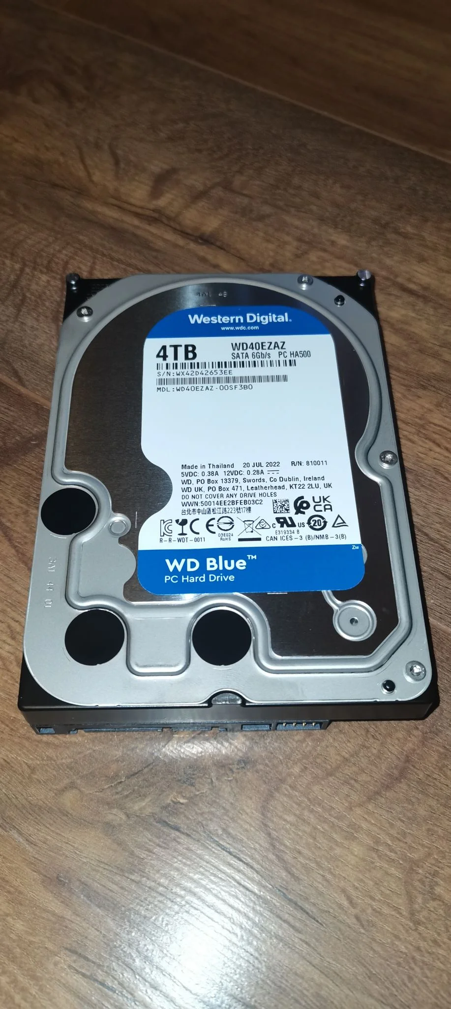 Жесткий диск WD SATA-III 4TB WD40EZAX Desktop Blue (5400rpm) 256Mb 3.5"