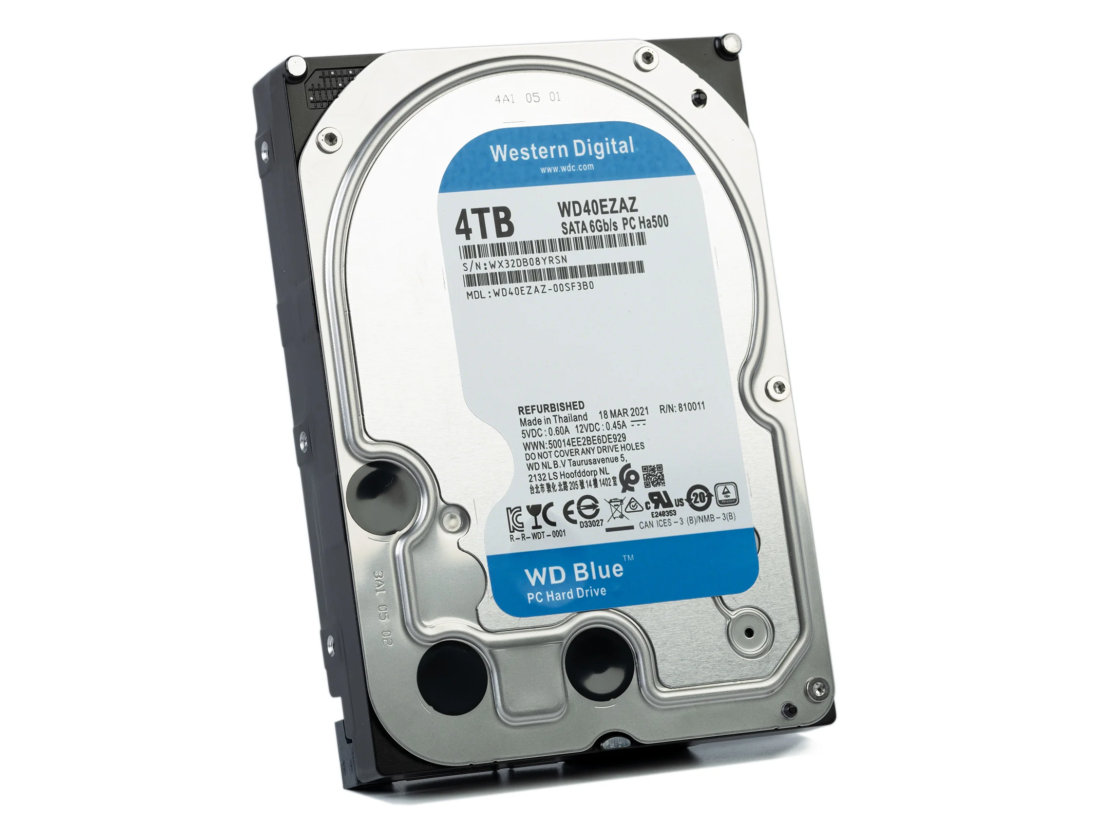 Жесткий диск WD SATA-III 4TB WD40EZAX Desktop Blue (5400rpm) 256Mb 3.5"