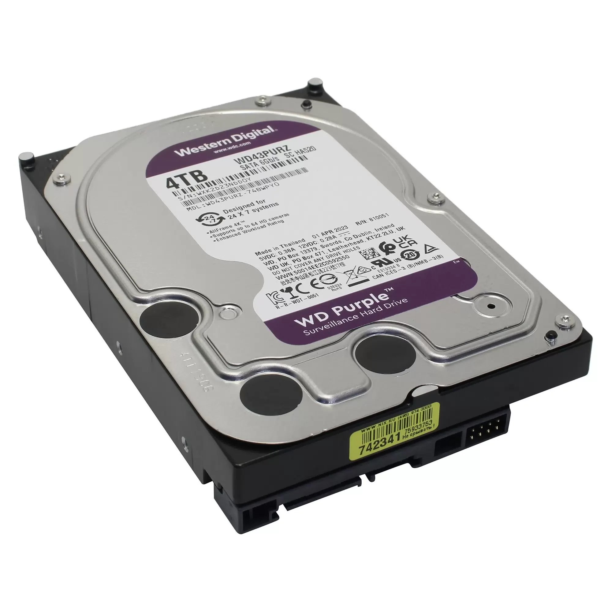 Жесткий диск WD SATA-III 4TB WD43PURZ Surveillance Purple (5400rpm) 256Mb 3.5"