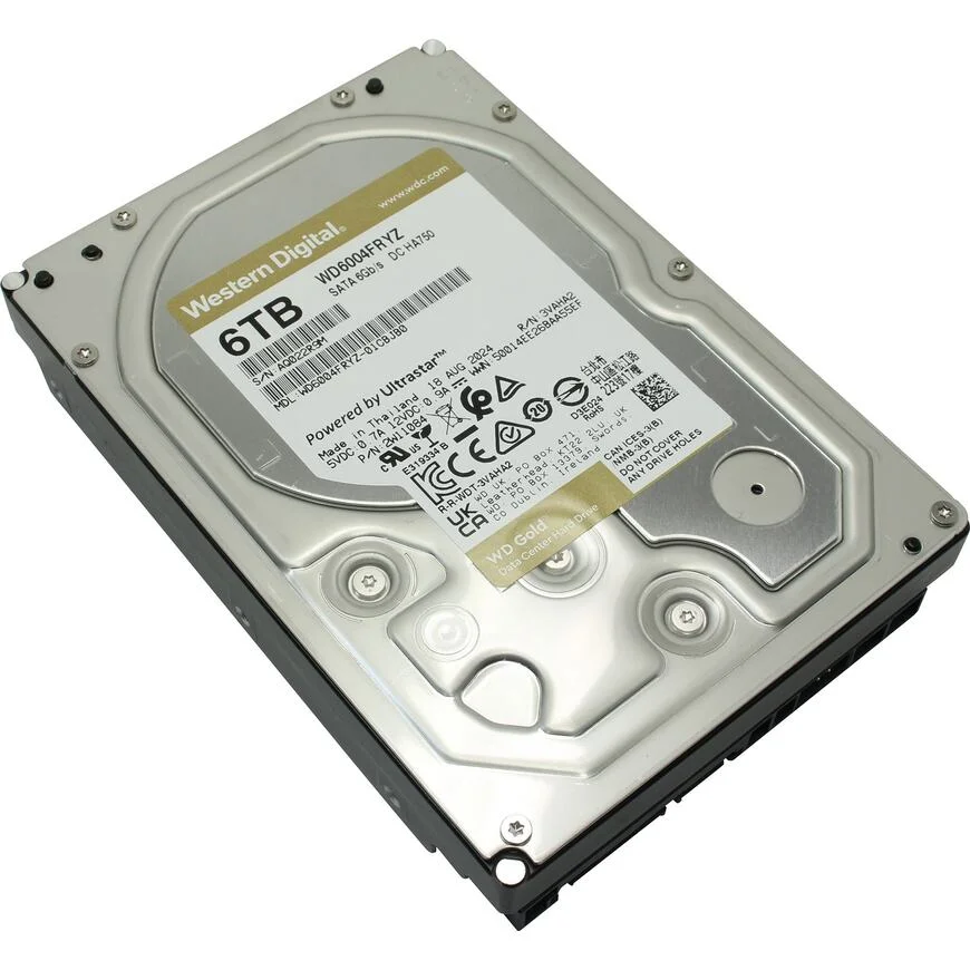 Жесткий диск WD SATA-III 6TB WD6004FRYZ Server Gold 512E (7200rpm) 256Mb 3.5"