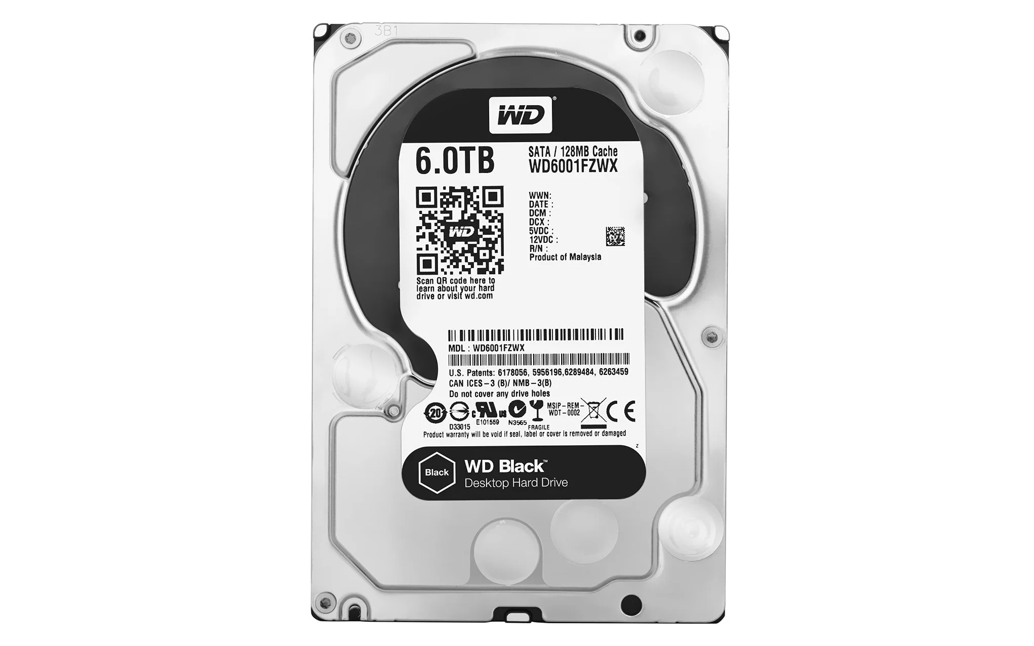 Жесткий диск WD SATA-III 6TB WD6004FZBX Desktop Black (7200rpm) 256Mb 3.5"