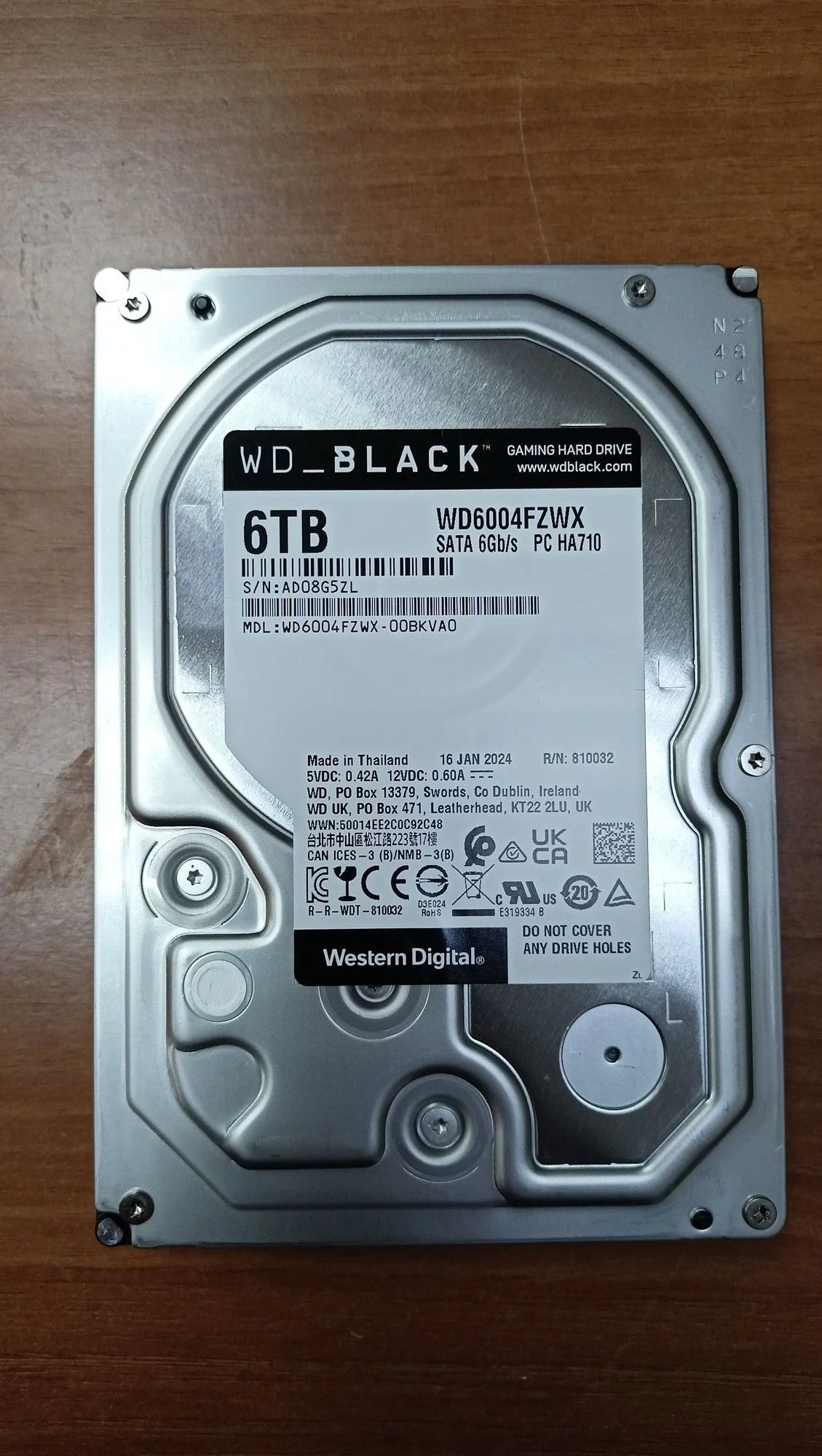 Жесткий диск WD SATA-III 6TB WD6004FZBX Desktop Black (7200rpm) 256Mb 3.5"