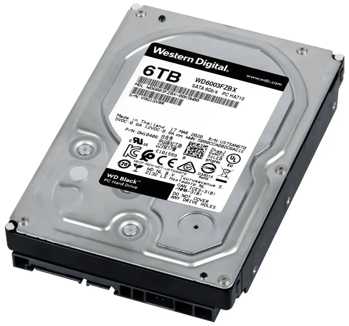 Жесткий диск WD SATA-III 6TB WD6004FZBX Desktop Black (7200rpm) 256Mb 3.5"