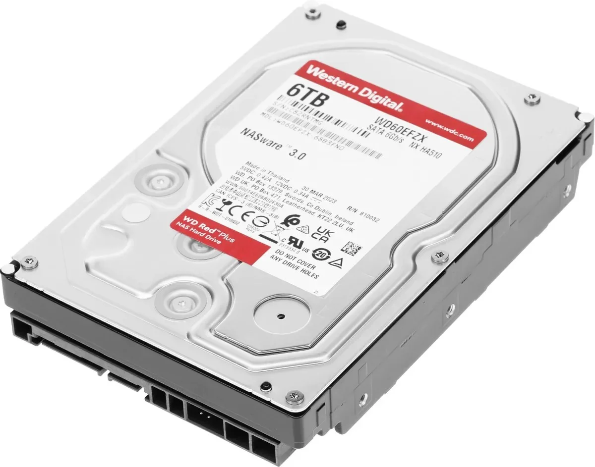 Жесткий диск WD SATA-III 6TB WD60EFPX NAS Red Plus (5400rpm) 256Mb 3.5"