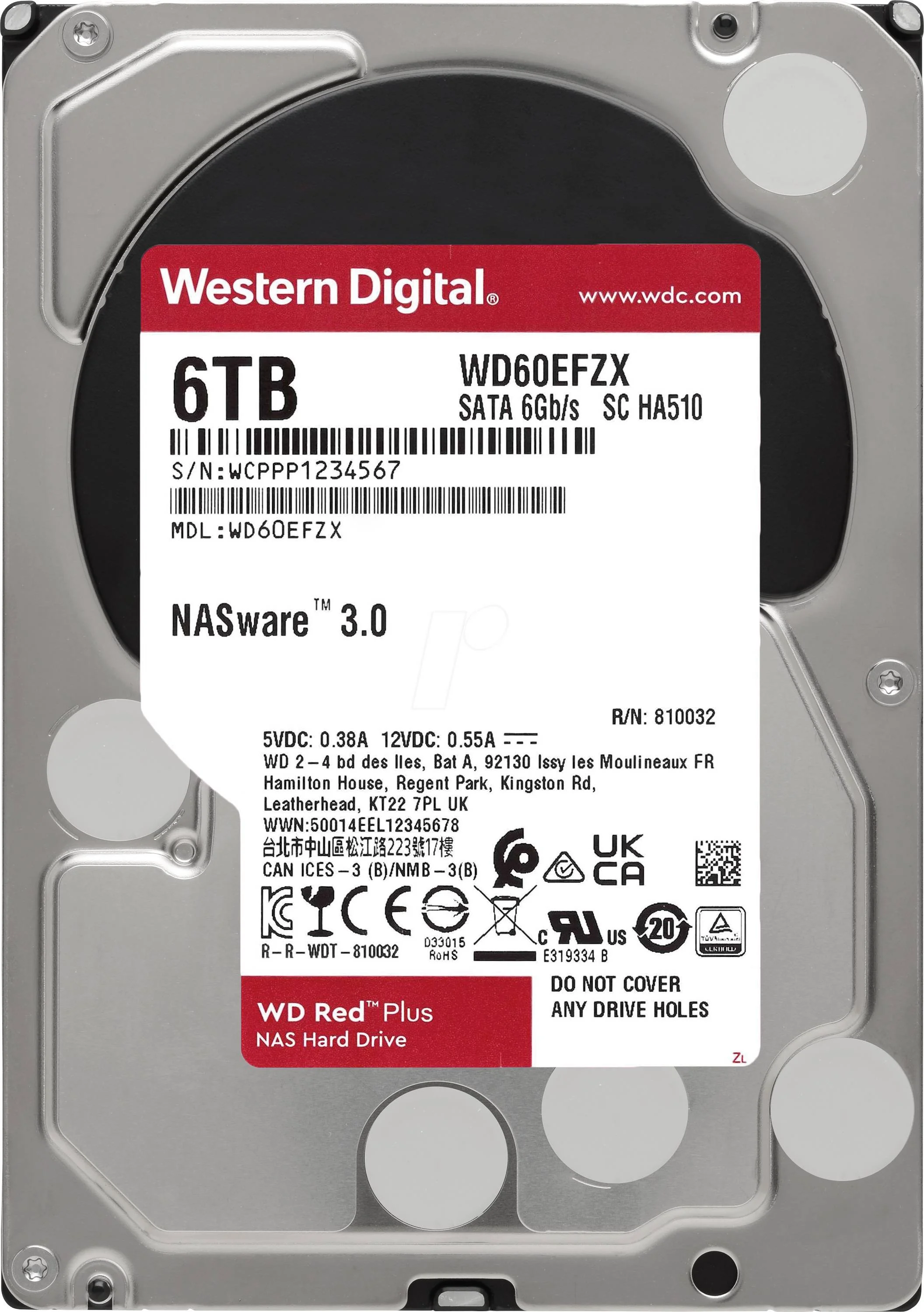 Жесткий диск WD SATA-III 6TB WD60EFPX NAS Red Plus (5400rpm) 256Mb 3.5"