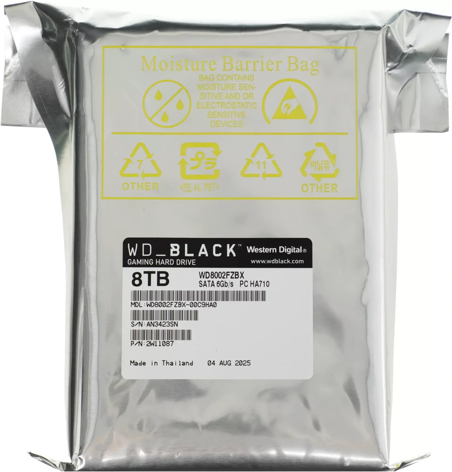 Жесткий диск WD SATA-III 8TB WD8002FZBX Desktop Black (7200rpm) 256Mb 3.5"