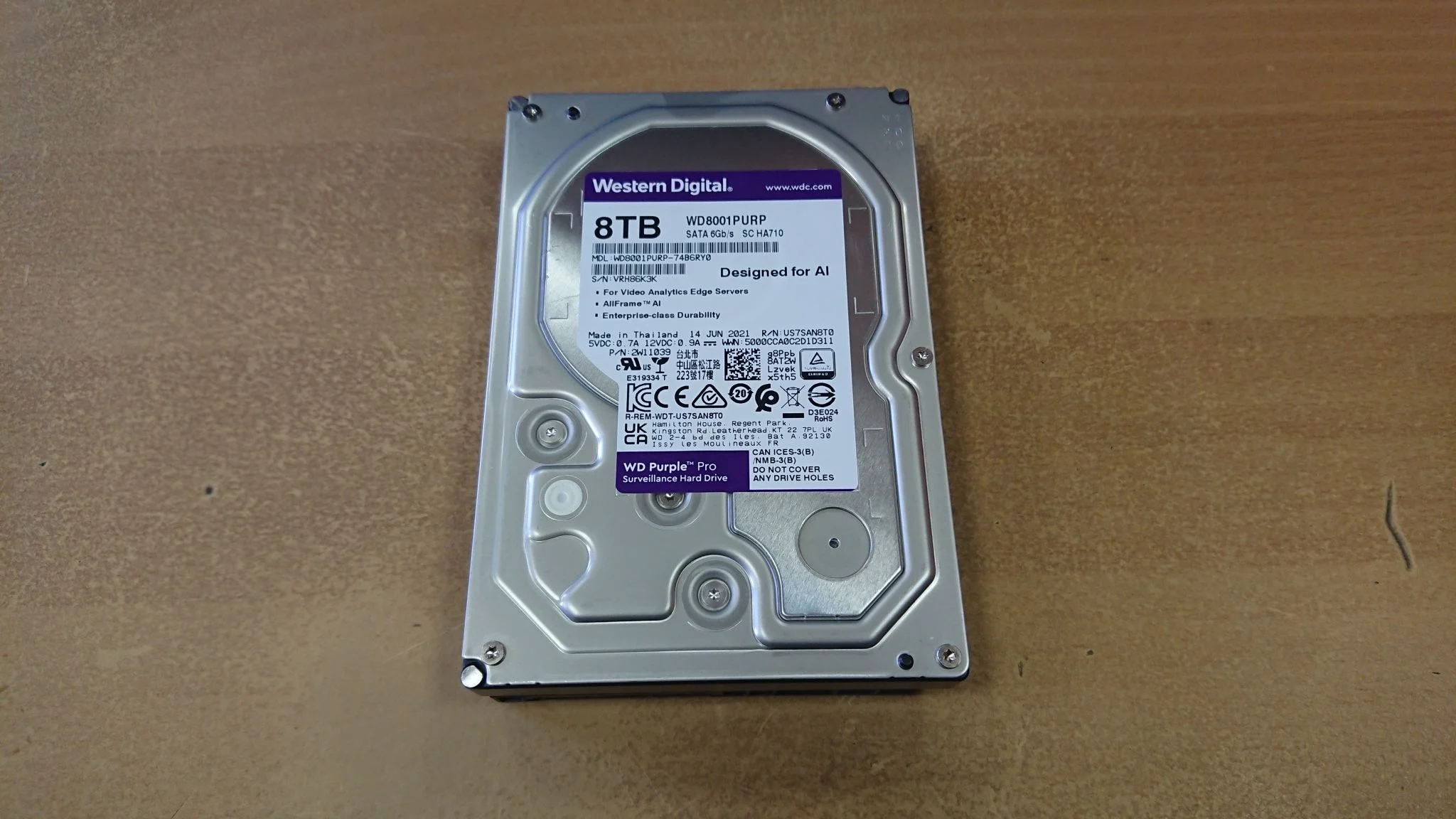 Жесткий диск WD SATA-III 8TB WD8002PURP Surveillance Purple Pro (7200rpm) 256Mb 3.5"