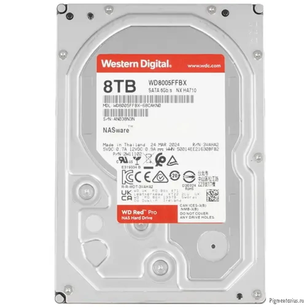 Жесткий диск WD SATA-III 8TB WD8005FFBX NAS Red Pro (7200rpm) 256Mb 3.5"