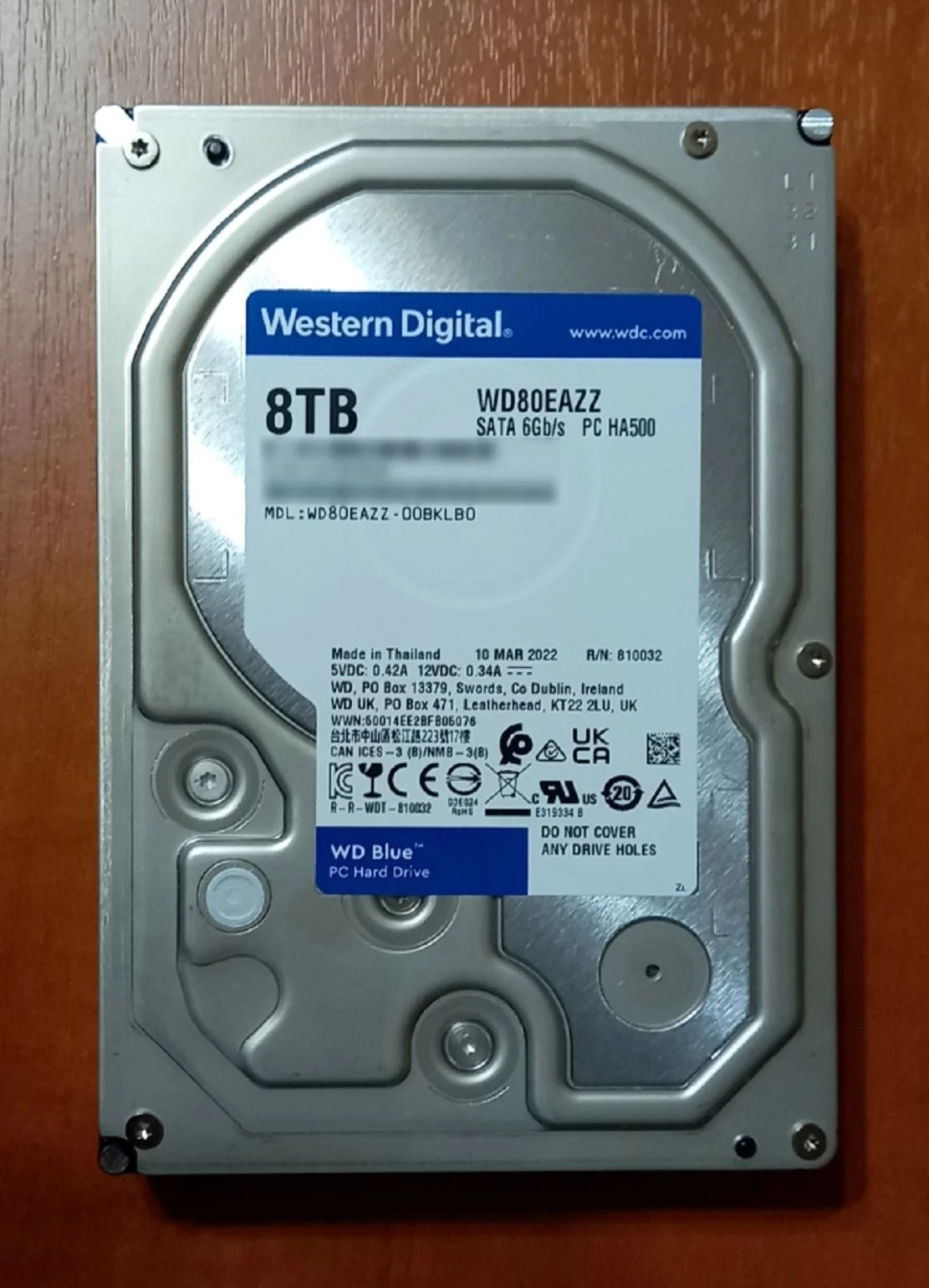 Жесткий диск WD SATA-III 8TB WD80EAAZ Desktop Blue (5640rpm) 256Mb 3.5"