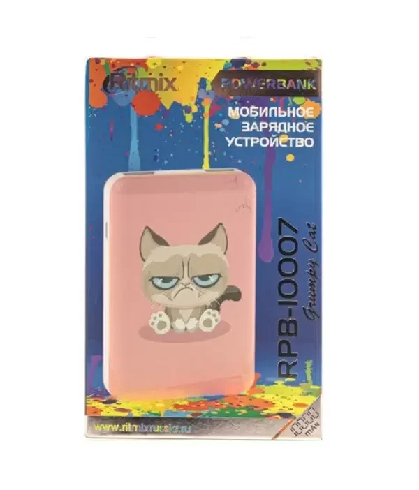 Внешний АКБ (Power bank) RITMIX RPB-10007 Grumpy Cat (10000 мА, 2хUSB 2.1 А, софт-тач, принт Кот)