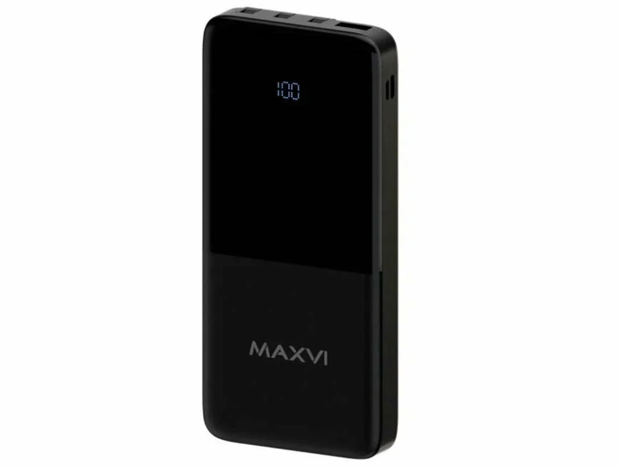 Внешний аккумулятор Maxvi PB10-09 10000 мАч, 2A USB + кабели: Type-C/Lightning/MicroUSB