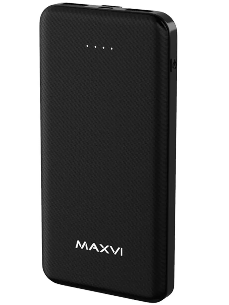Внешний аккумулятор Maxvi PB10-10 10000 мАч, 2A USB + кабели: Type-C/Lightning