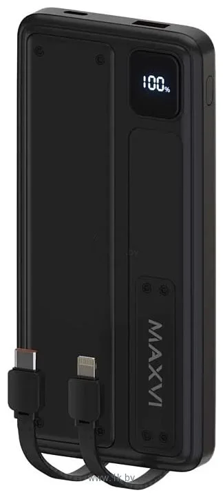 Внешний аккумулятор Maxvi PB10-11 10000 мАч blue 3A, встроенные кабели USB A/Type-C/Lightning