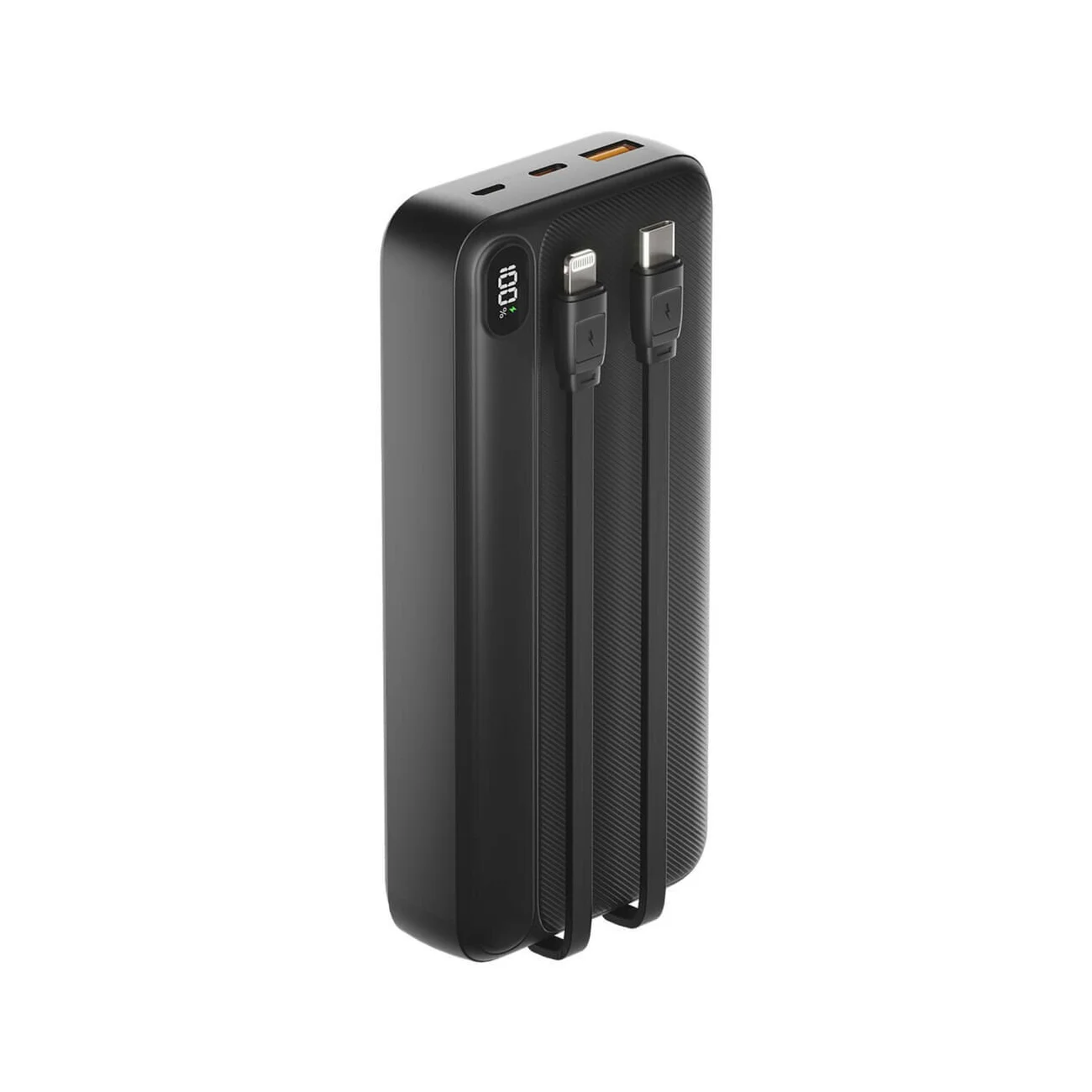 Внешний аккумулятор OLMIO L-10, 10000mAh, 22.5W, QC3.0, PD, LCD, + кабели LightningType-C, черный