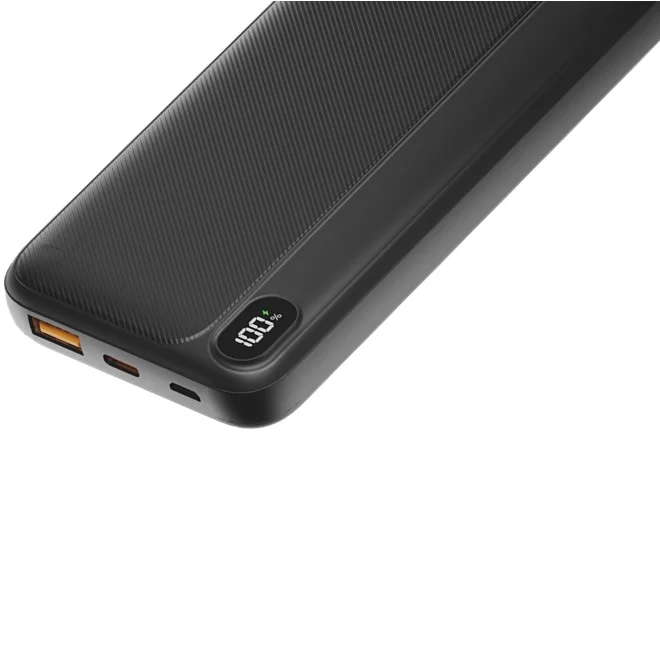 Внешний аккумулятор OLMIO L-10, 10000mAh, 22.5W, QC3.0, PD, LCD, + кабели LightningType-C, черный