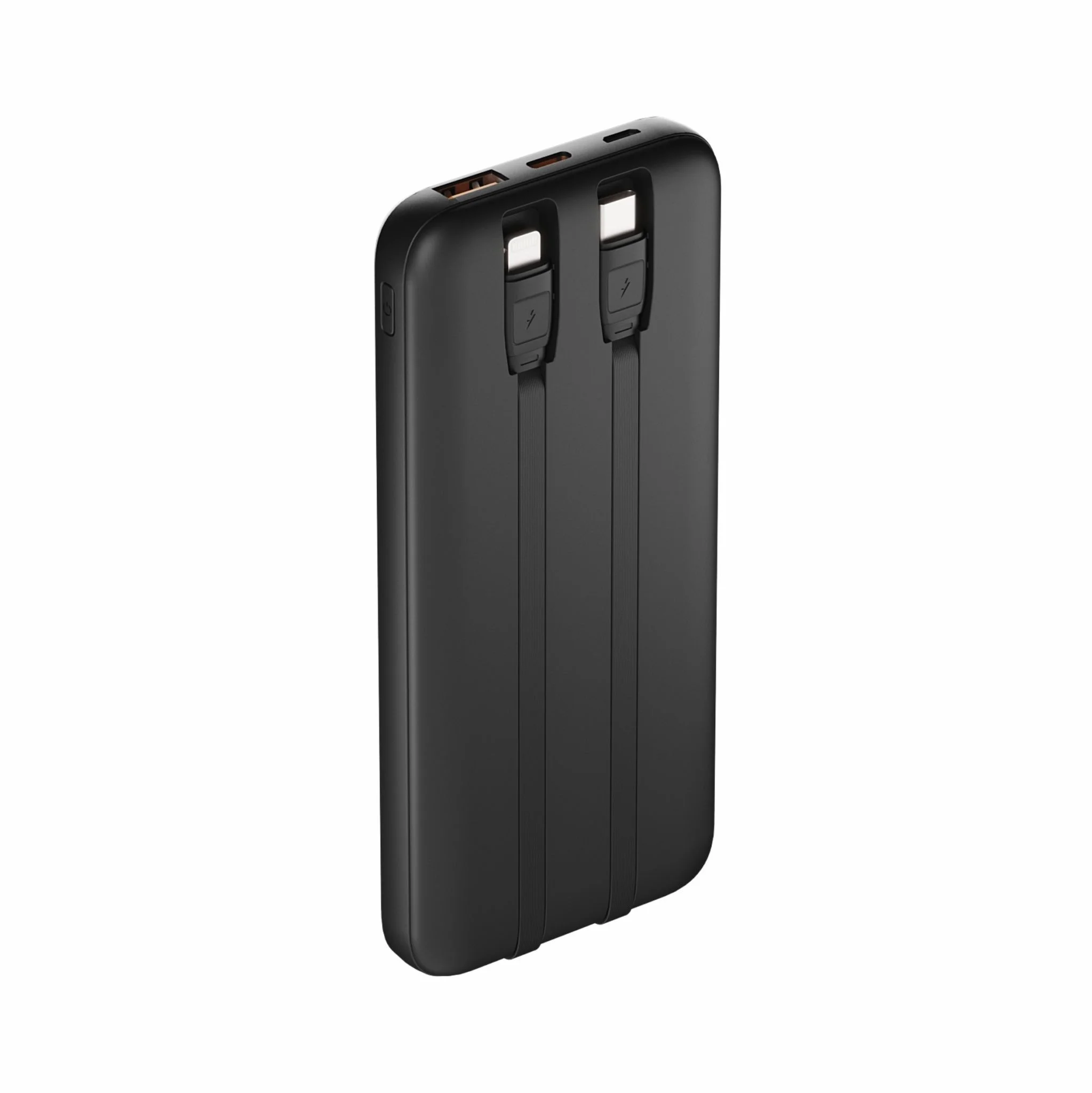Внешний аккумулятор OLMIO L-10, 10000mAh, 22.5W, QC3.0, PD, LCD, + кабели LightningType-C, черный