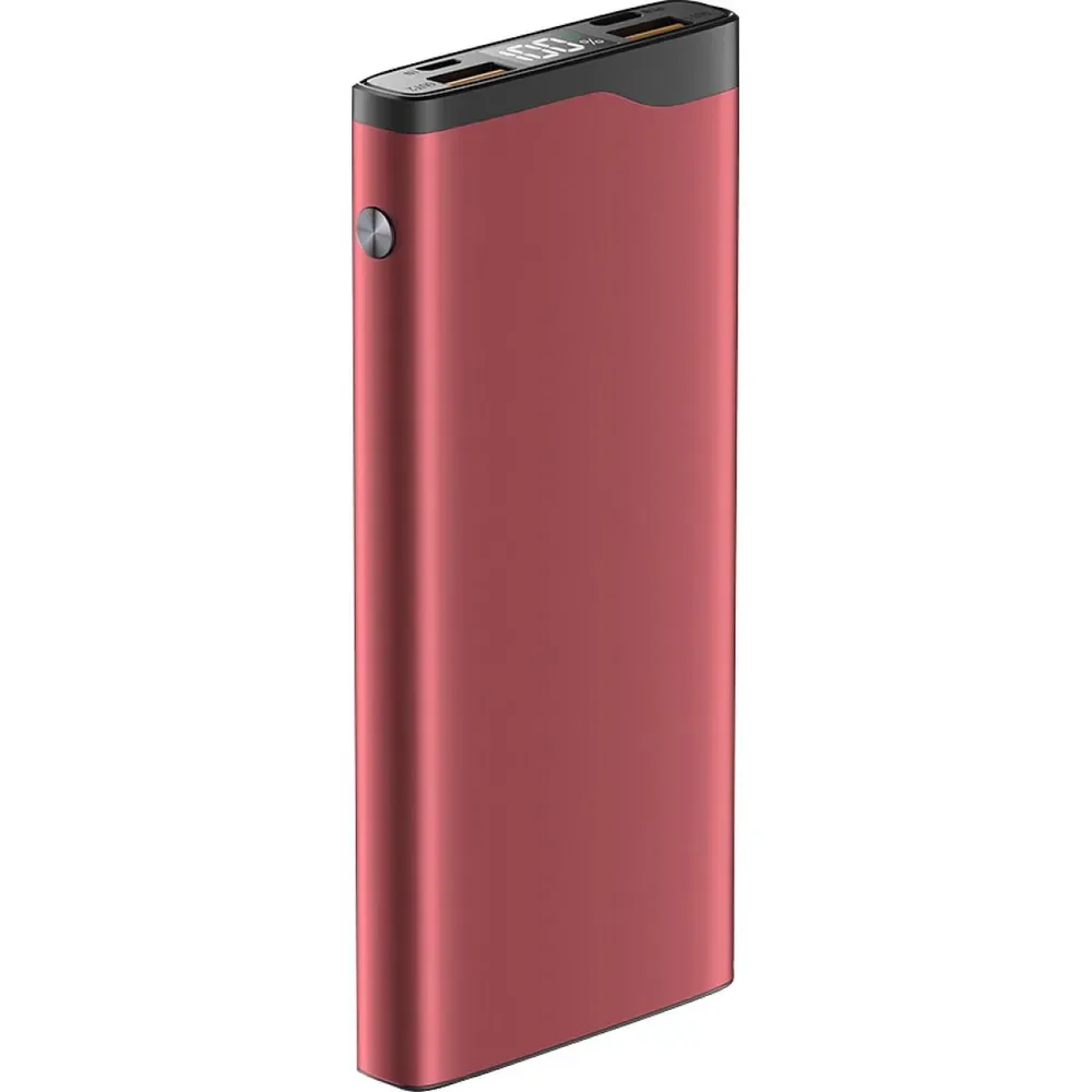 Внешний аккумулятор OLMIO QL-10, 10000mAh, 22.5W, QuickCharge3.0/PowerDelivery, LCD, красный,