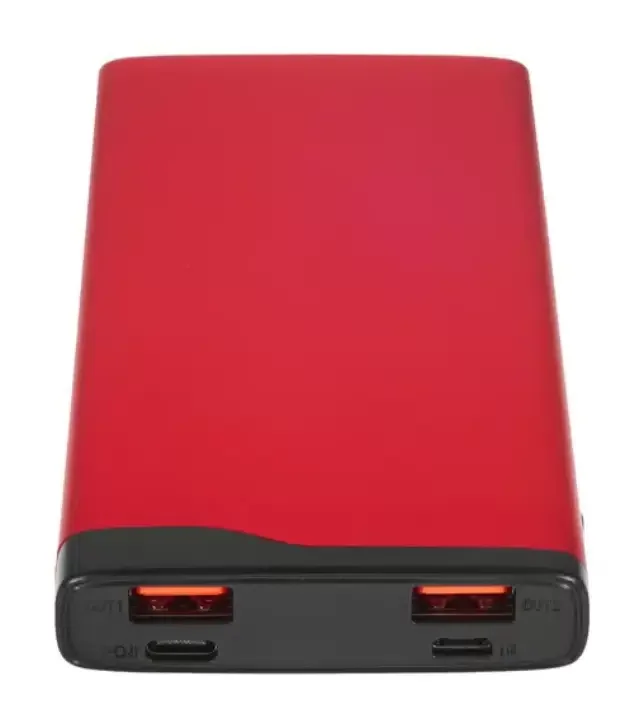 Внешний аккумулятор OLMIO QL-10, 10000mAh, 22.5W, QuickCharge3.0/PowerDelivery, LCD, красный,