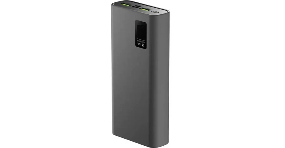 Внешний аккумулятор OLMIO QR-20, 20000mAh, 22.5W, QuickCharge3.0/PowerDelivery, LCD, серый
