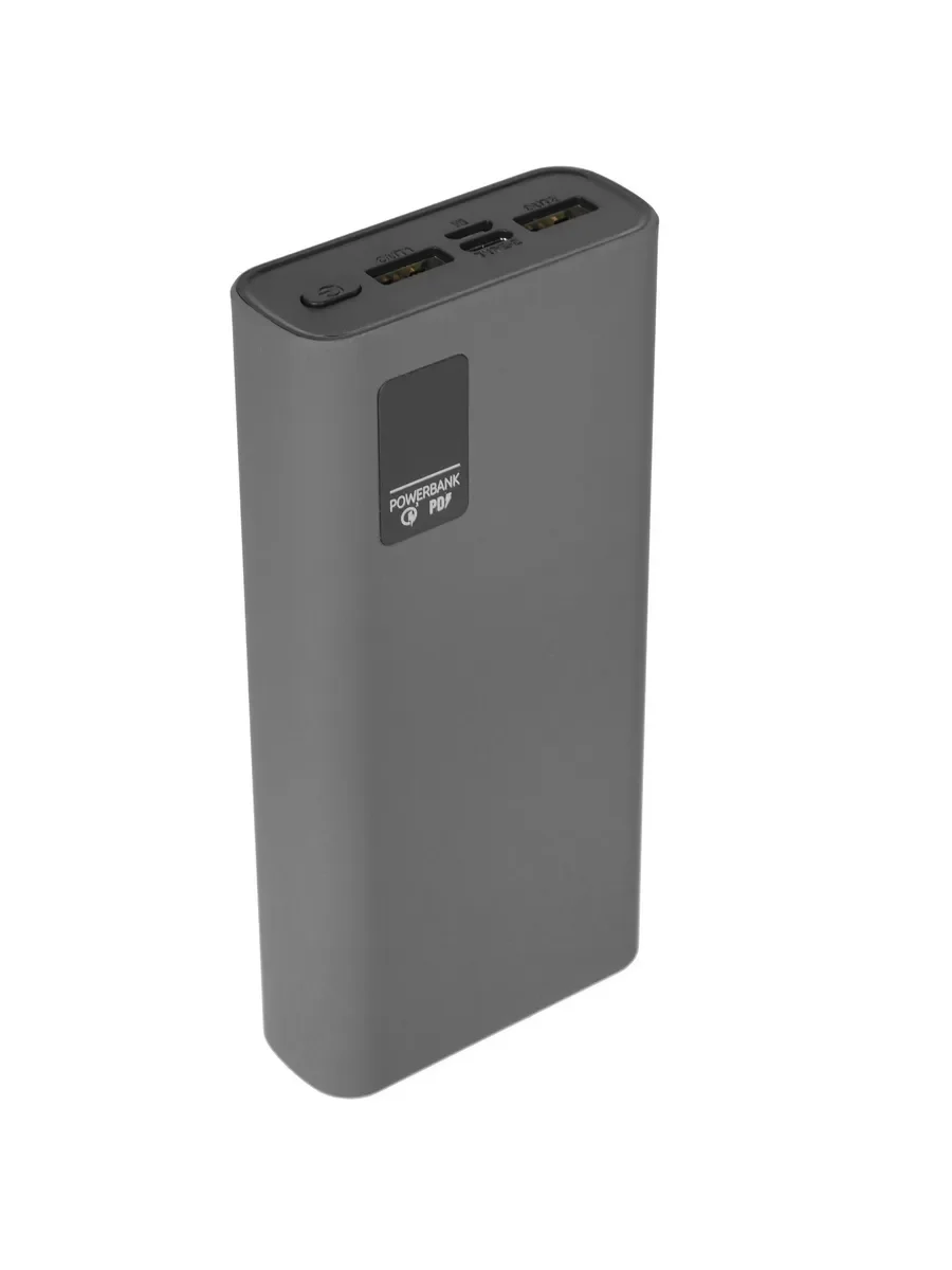 Внешний аккумулятор OLMIO QR-20, 20000mAh, 22.5W, QuickCharge3.0/PowerDelivery, LCD, серый