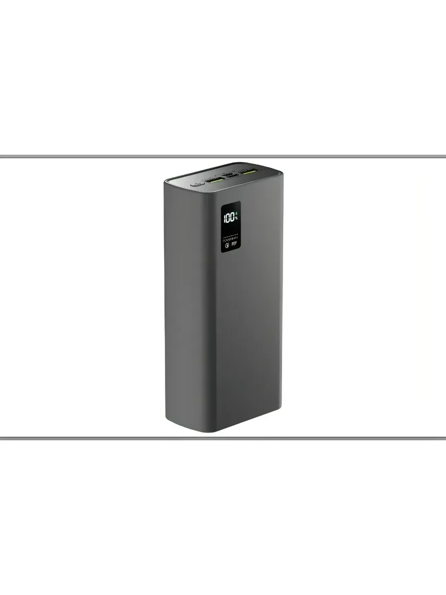 Внешний аккумулятор OLMIO QR-30, 30000mAh, 22.5W, QuickCharge3.0/PowerDelivery, LCD, серый