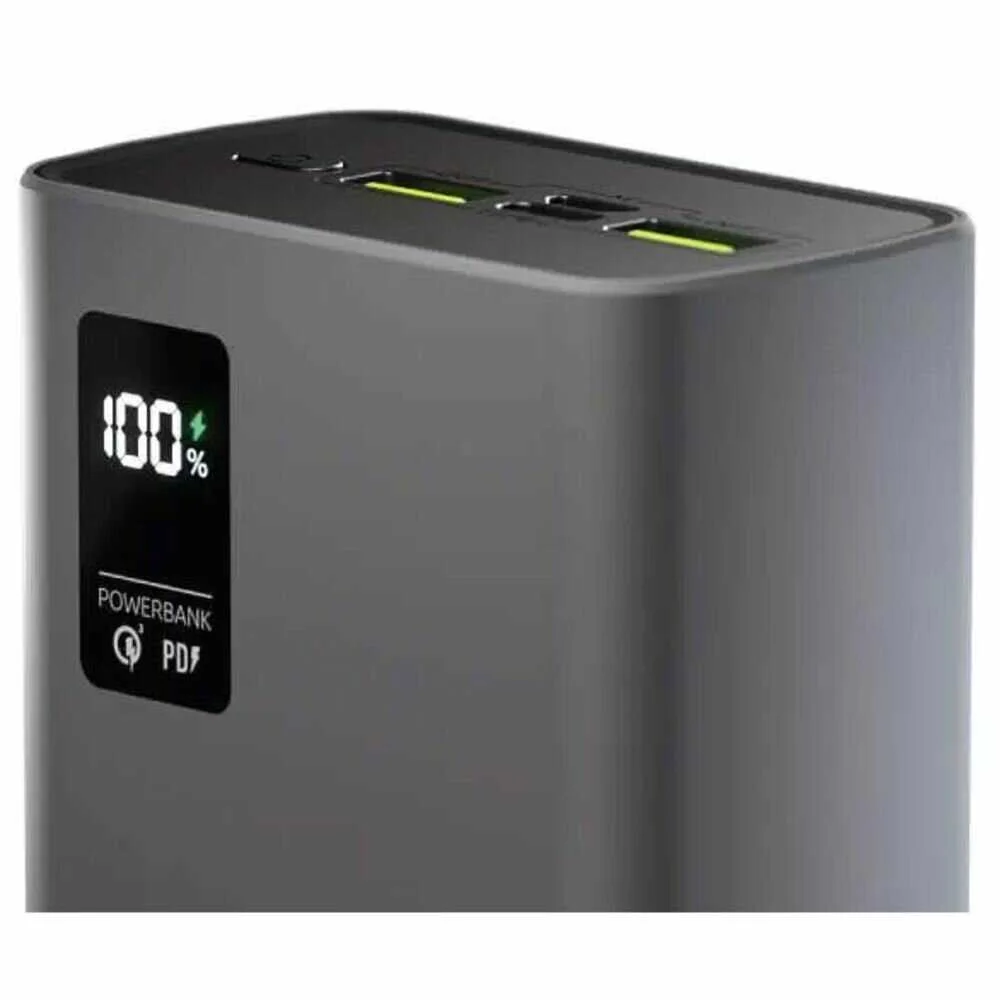 Внешний аккумулятор OLMIO QR-30, 30000mAh, 22.5W, QuickCharge3.0/PowerDelivery, LCD, серый