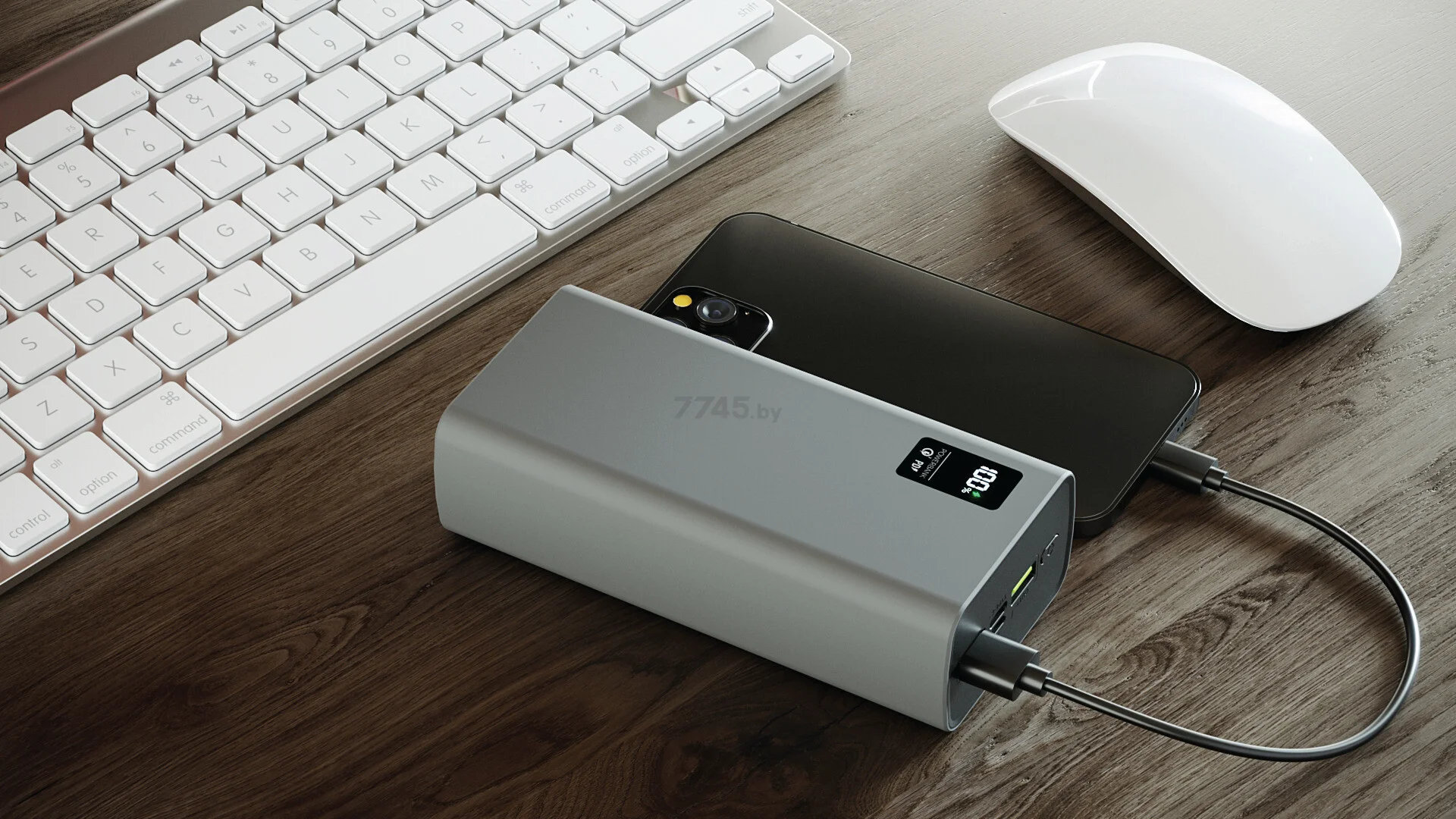 Внешний аккумулятор OLMIO QR-30, 30000mAh, 22.5W, QuickCharge3.0/PowerDelivery, LCD, серый