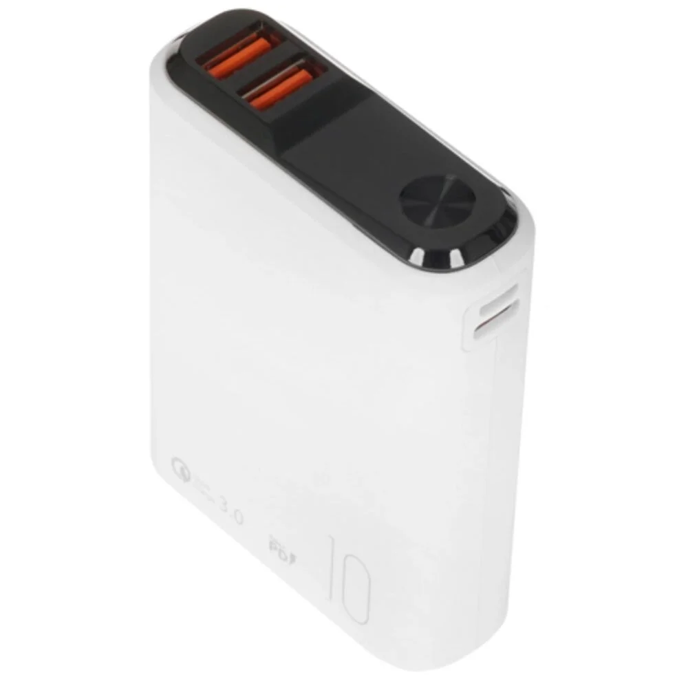Внешний аккумулятор OLMIO QS-10, 10000mAh, 22.5W QuickCharge3.0/PowerDelivery, LCD, белый