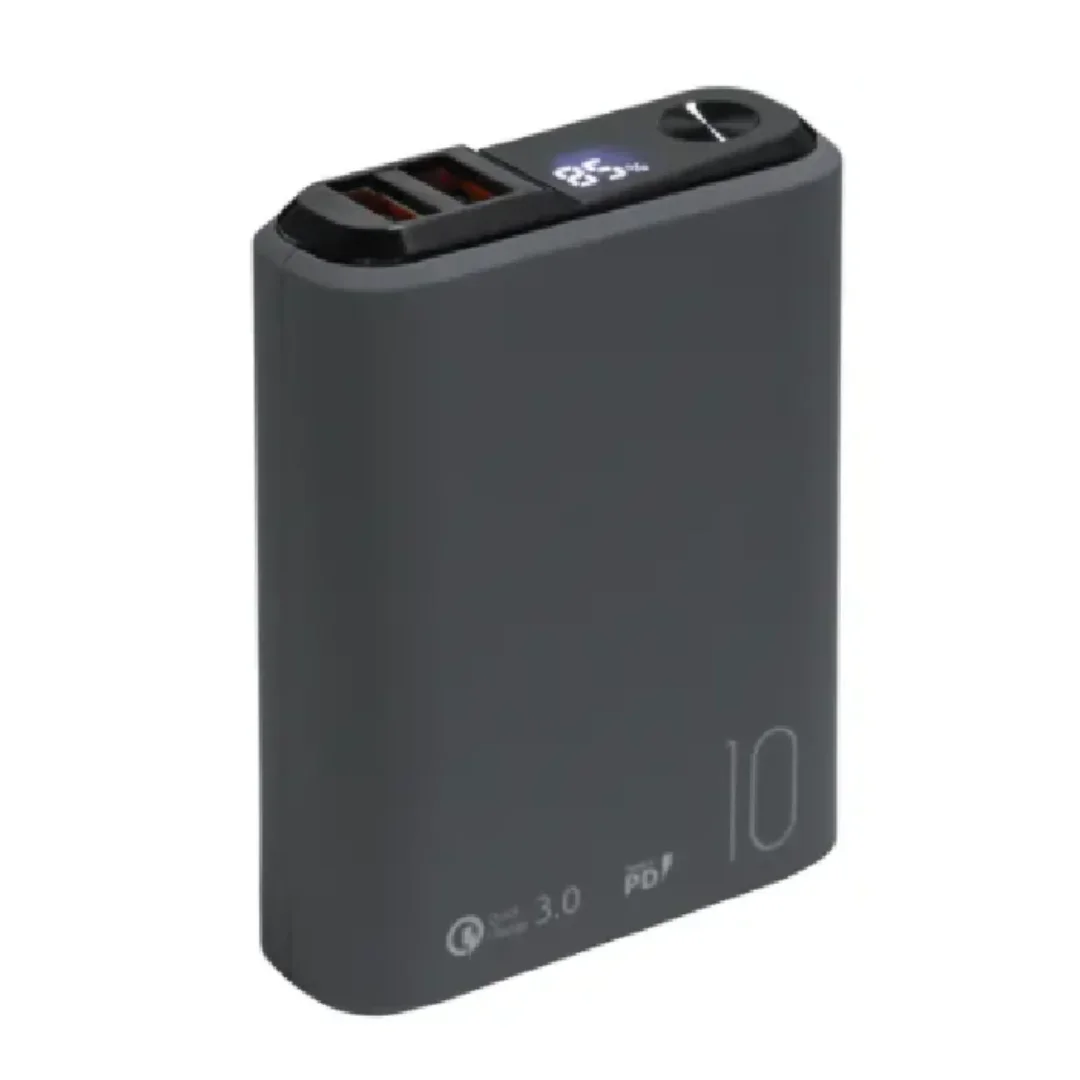 Внешний аккумулятор OLMIO QS-10, 10000mAh, 22.5W QuickCharge3.0/PowerDelivery, LCD, темно-серый