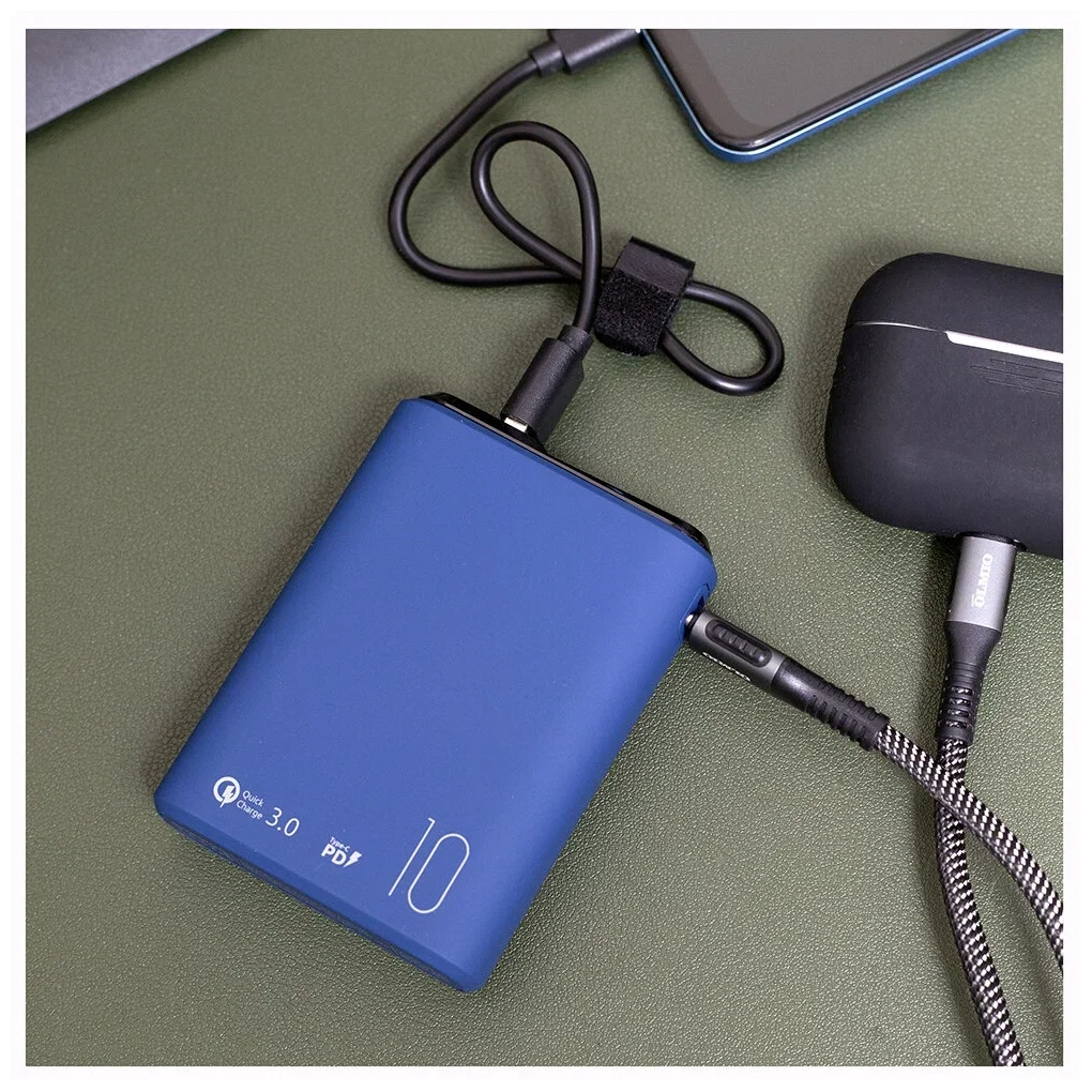 Внешний аккумулятор OLMIO QS-10, 10000mAh, 22.5W, QuickCharge3.0/PowerDelivery, LCD, темно-синий