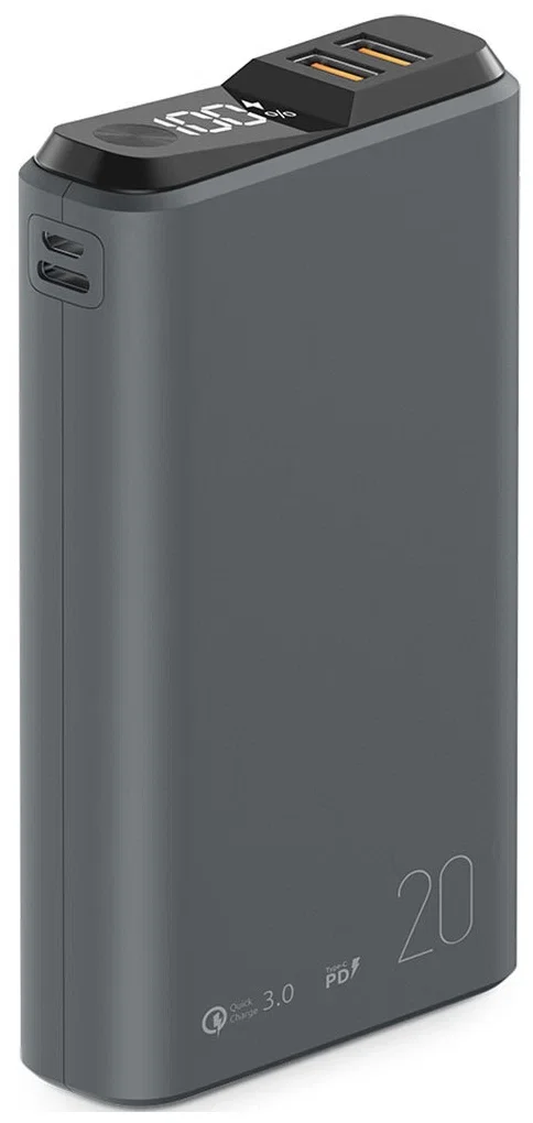 Внешний аккумулятор OLMIO QS-20, 20000mAh, 22.5W QuickCharge3.0/PowerDelivery, LCD, темно-зеленый