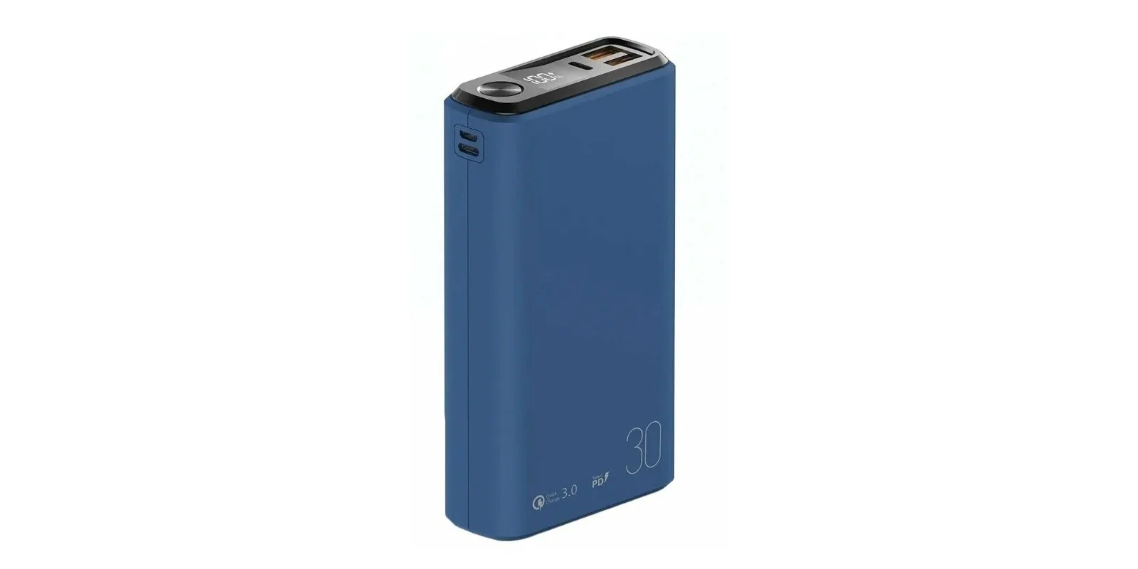 Внешний аккумулятор OLMIO QS-30, 30000mAh, 22.5W, QuickCharge3.0/PowerDelivery, LCD, темно-зеленый
