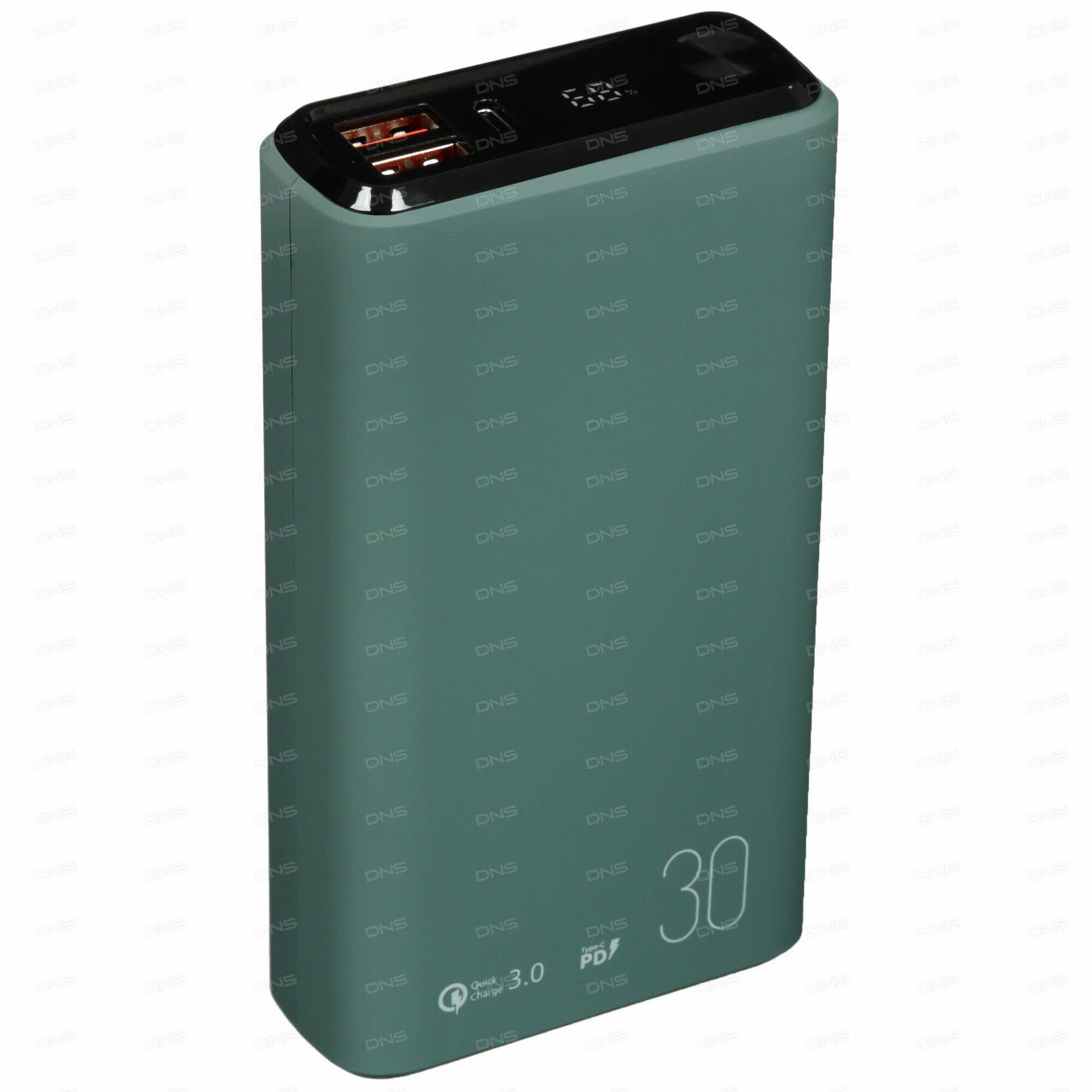 Внешний аккумулятор OLMIO QS-30, 30000mAh, 22.5W, QuickCharge3.0/PowerDelivery, LCD, темно-зеленый