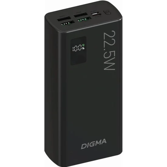 Мобильный аккумулятор Digma DGPF30B 30000mAh QC3.0/PD3.0 22.5W 3A 4xUSB-A/2xUSB-C черный (DGPF30B22PBK)