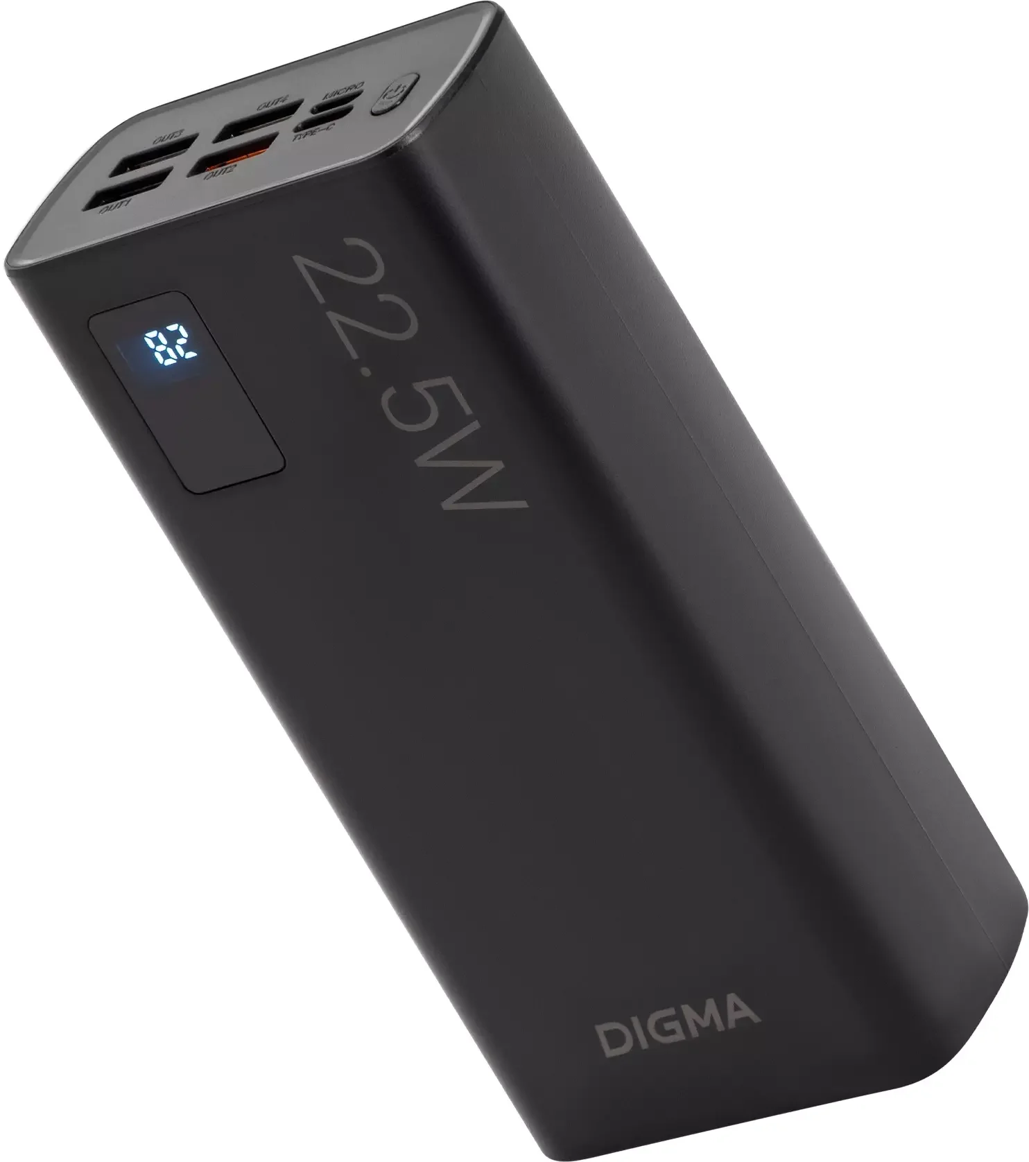 Мобильный аккумулятор Digma DGPF50B 50000mAh QC3.0/PD3.0 22.5W 2.25A 4xUSB-A/2xUSB-C черный (DGPF50B22PBK)