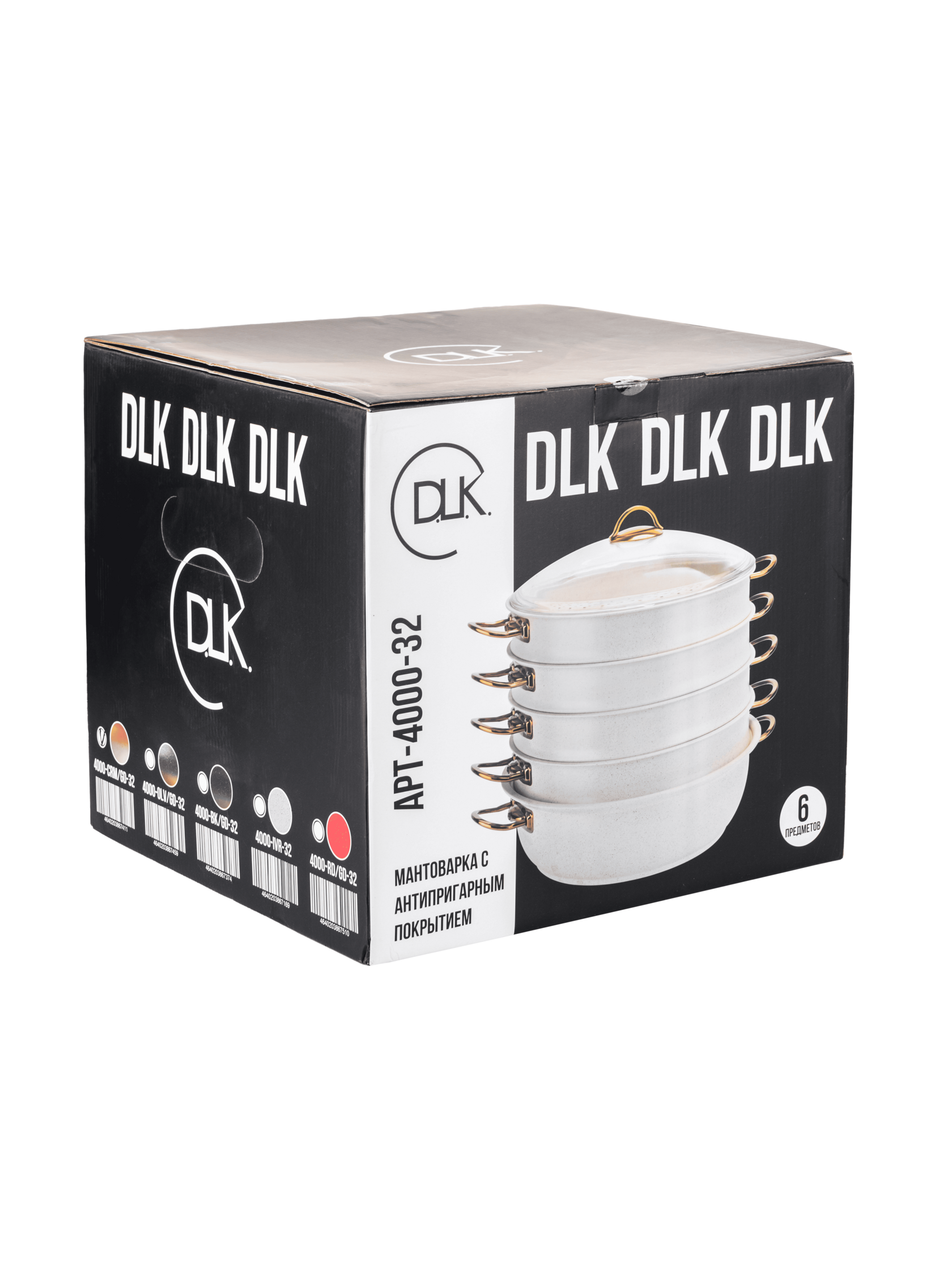 DLK Мантоварка с крышкой стеклянной 34х10 см (8 л) с АПП, цвет: красный/золотой, арт.4000-RD/GD-34.