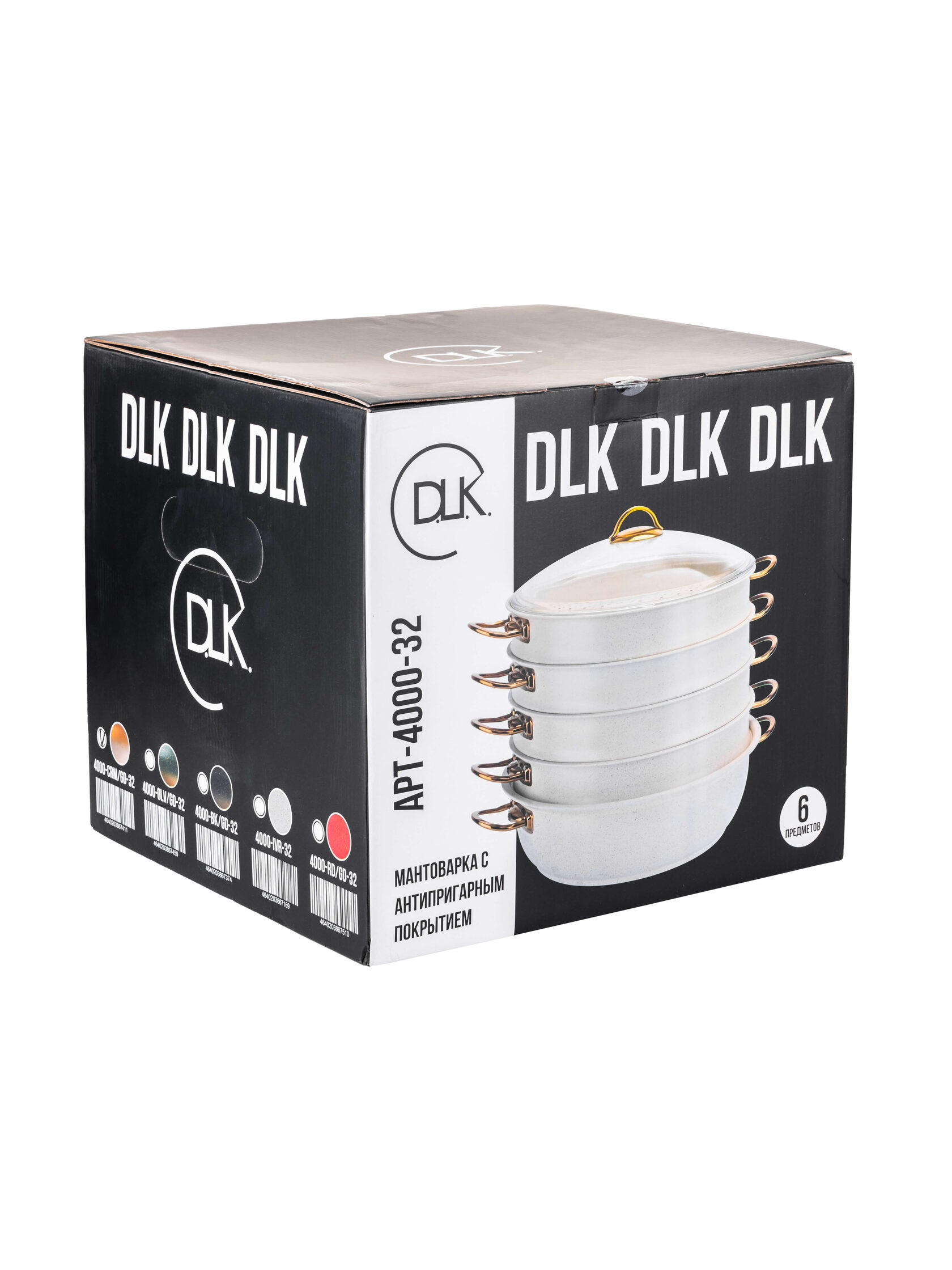 DLK Мантоварка цвет: черный/золотой с крышкой стеклянной 28х10 см (5,8 л) с АПП,, арт. 4000-BK/GD-28