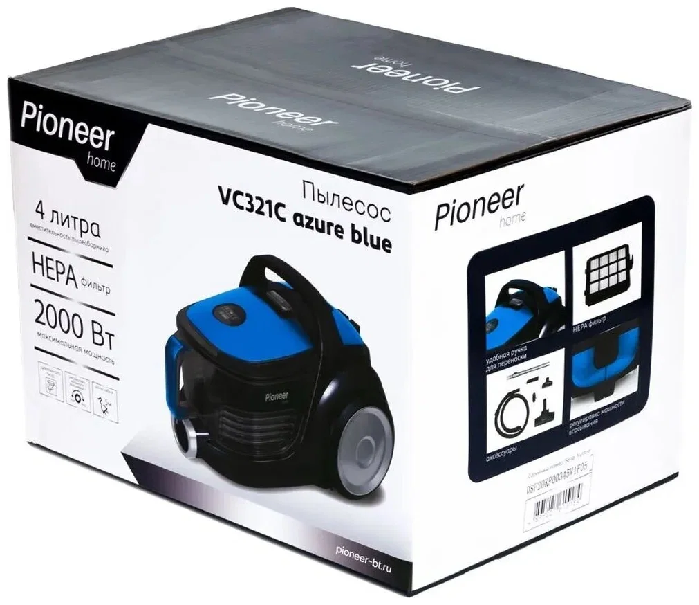 Пылесос без мешка Pioneer VC321C azure blue 2000 Вт.340вт