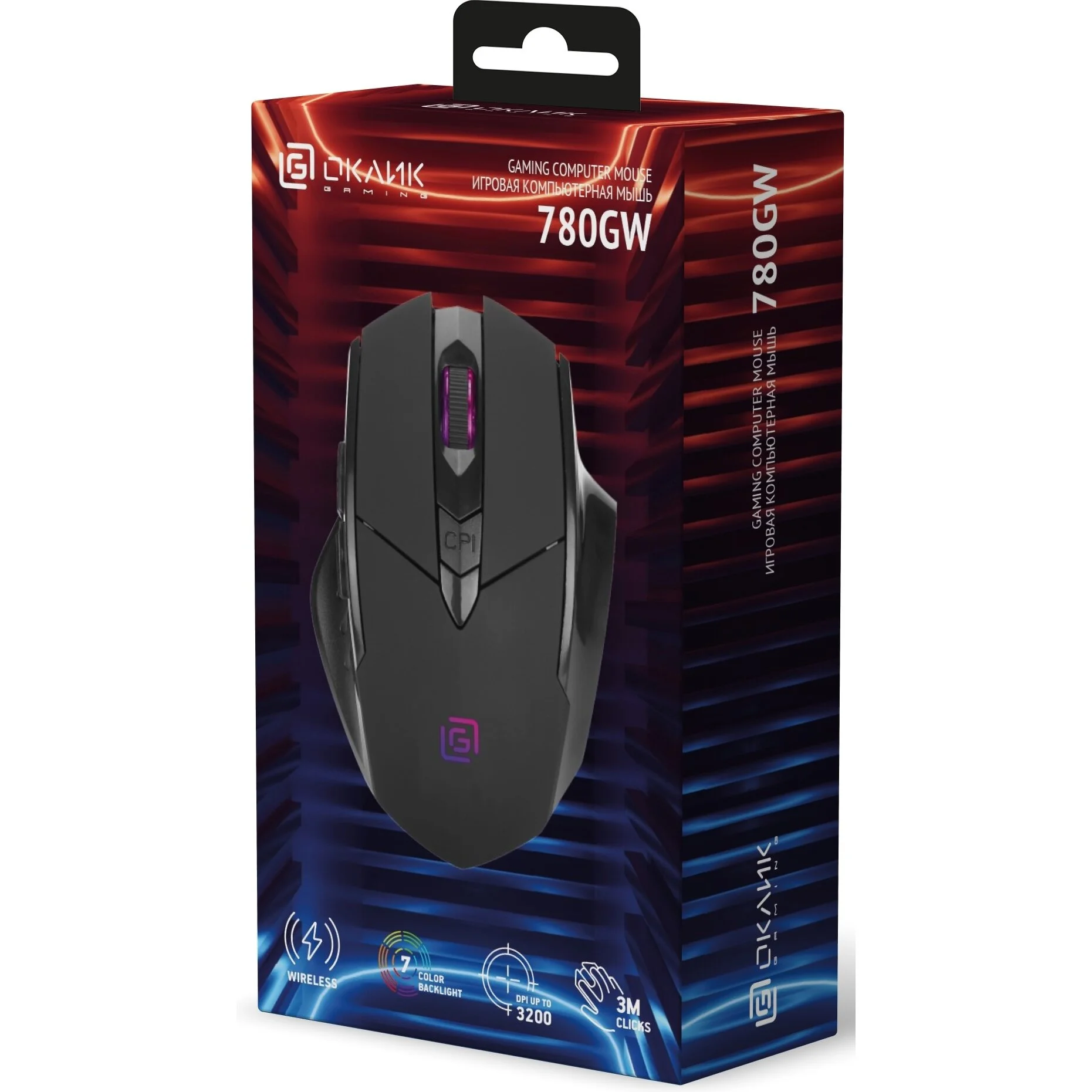 Мышь беспроводная Oklick 780GW черный, 3200 dpi, радиоканал, USB, кнопки - 6