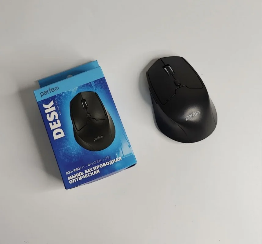 Мышь беспроводная PERFEO (PF_B3405) DESK, 6 кн, DPI 800-1600, USB, ч ерн.