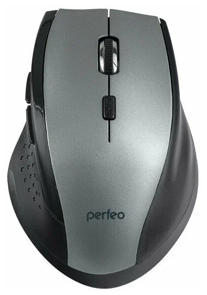 Мышь беспроводная Perfeo DAILY серый металлик, 1600 dpi, радиоканал, USB, кнопки - 6
