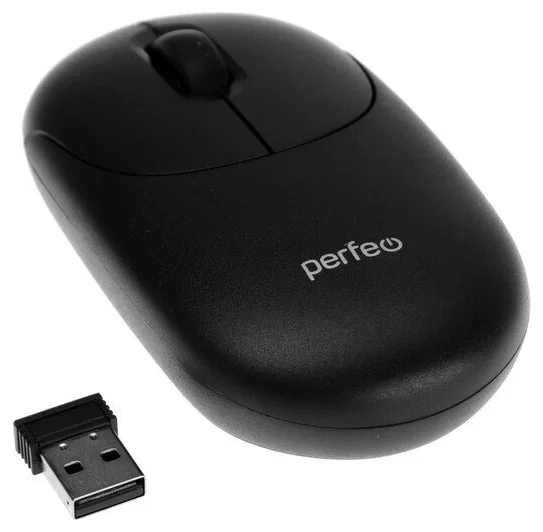 Мышь беспроводная Perfeo SLIM черный, 1200 dpi, радиоканал, USB, кнопки - 3
