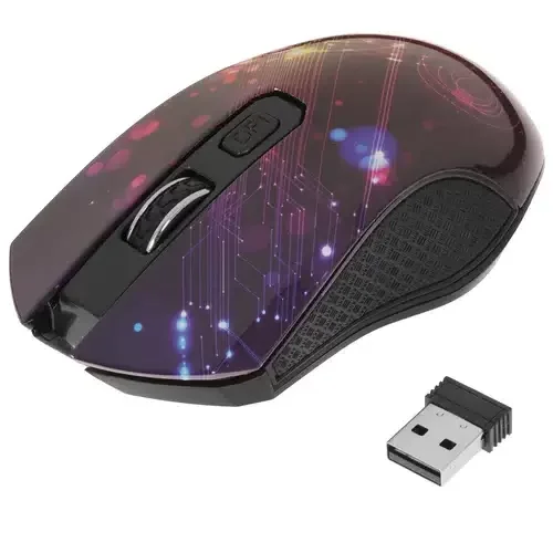 Мышь беспроводная Qumo Fractal M25 черный, 1600 dpi, радиоканал, USB, кнопки - 4