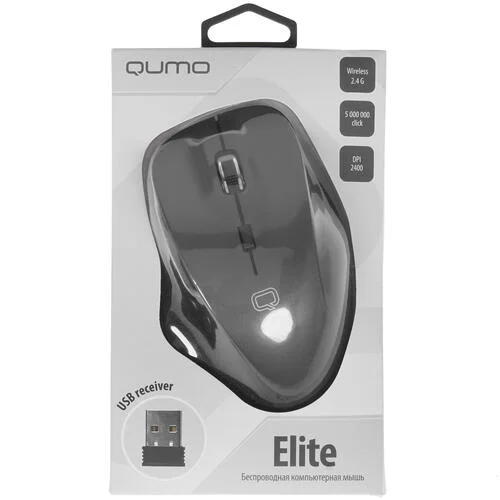 Мышь беспроводная Qumo Office Elite M55 коричневый, 2400 dpi, радиоканал, USB, кнопки - 6